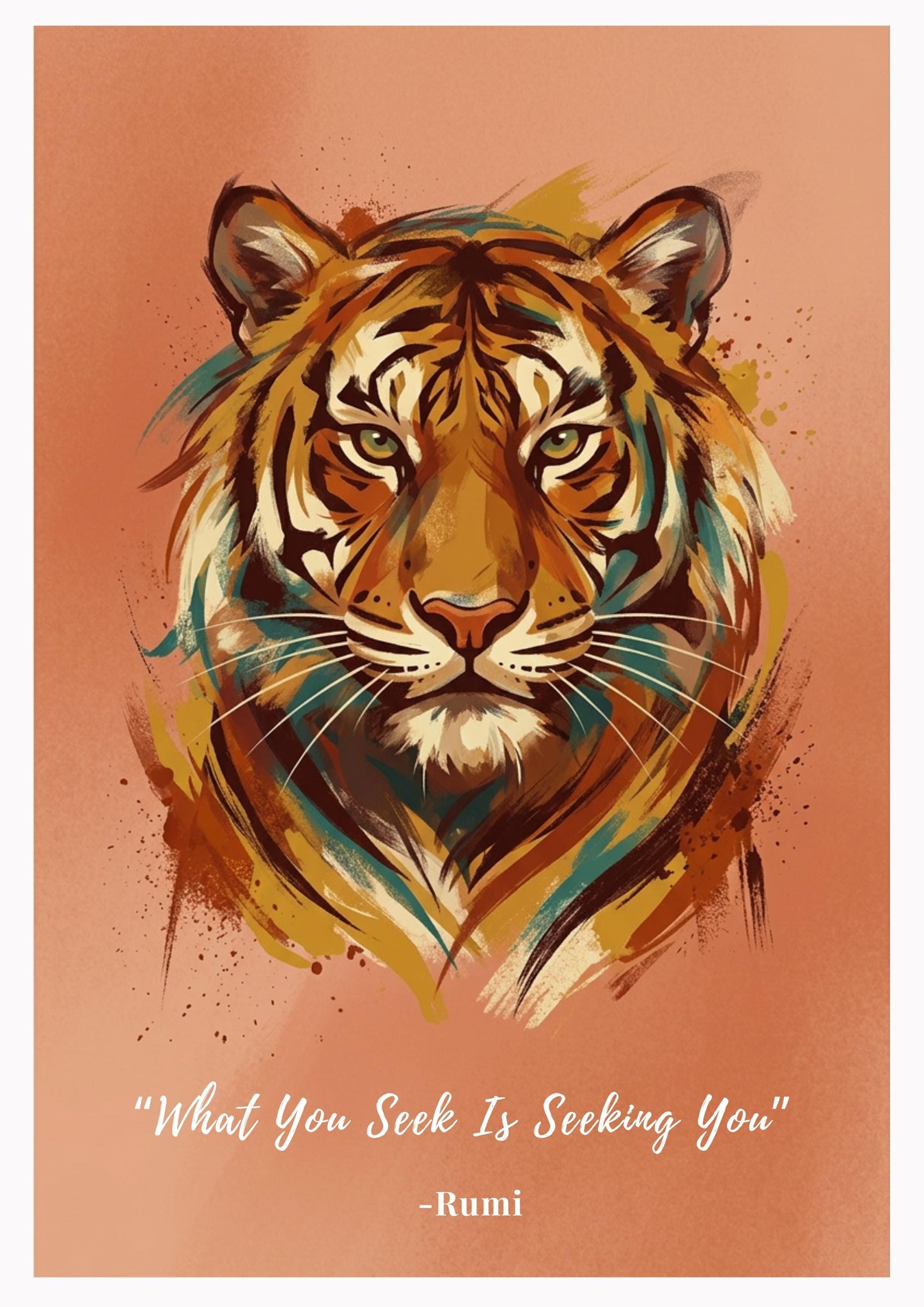 Tiger Coloursplash Quote Print – Modern Inspirational Wall Art