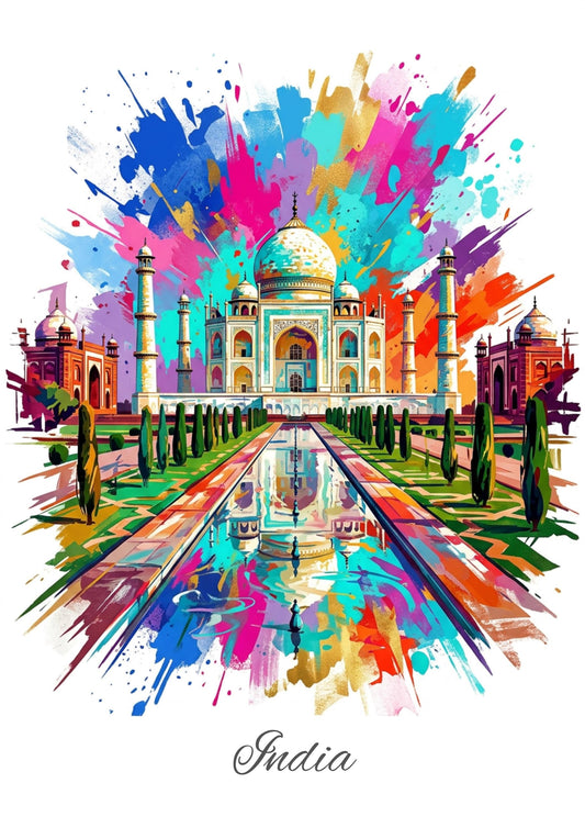 Taj Mahal Coloursplash Travel Print – Modern India Wall Art
