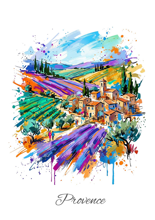 Provence Coloursplash Travel Print – Modern France Wall Art