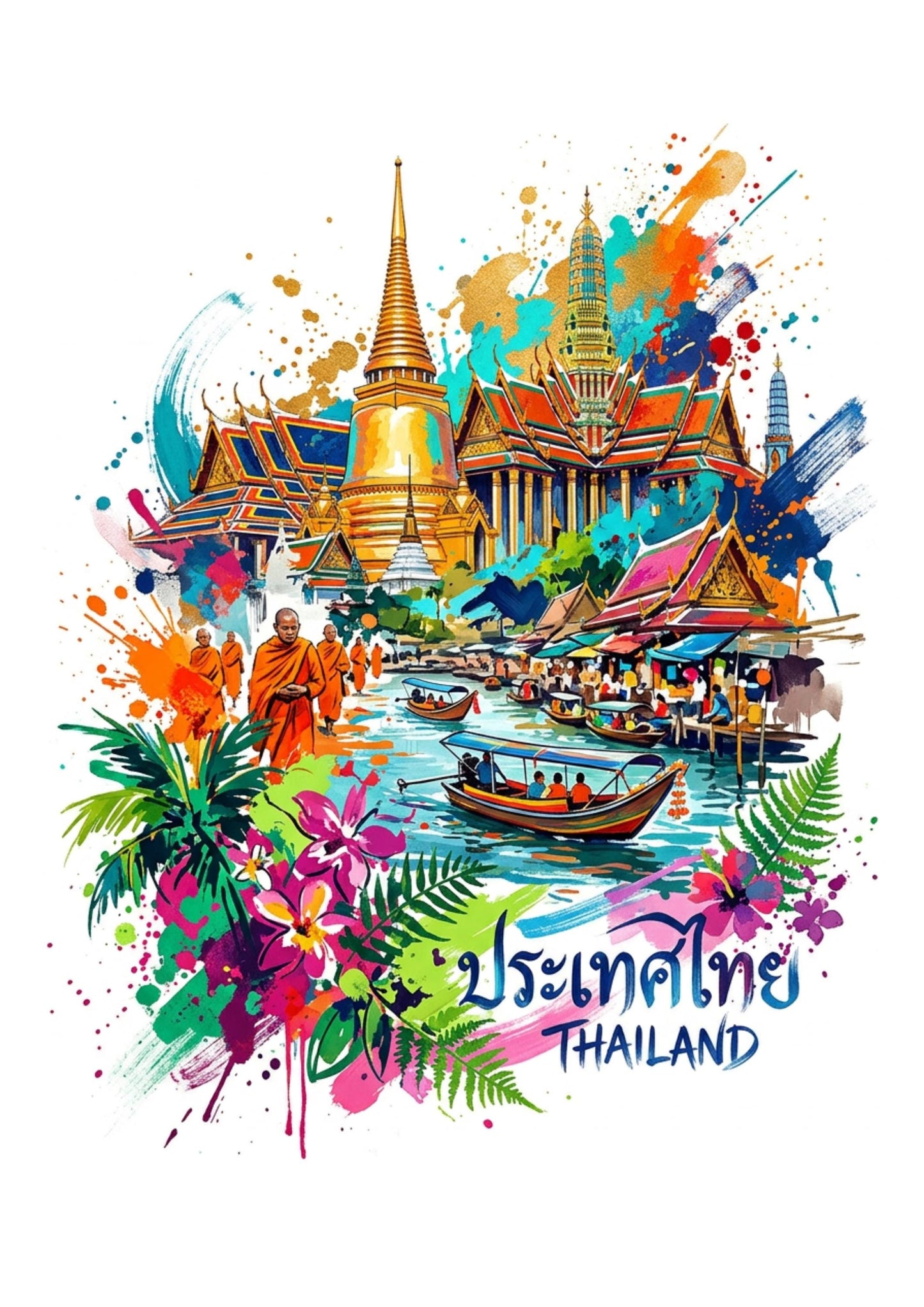 Thailand Coloursplash Travel Print – Modern Thai Culture Wall Art