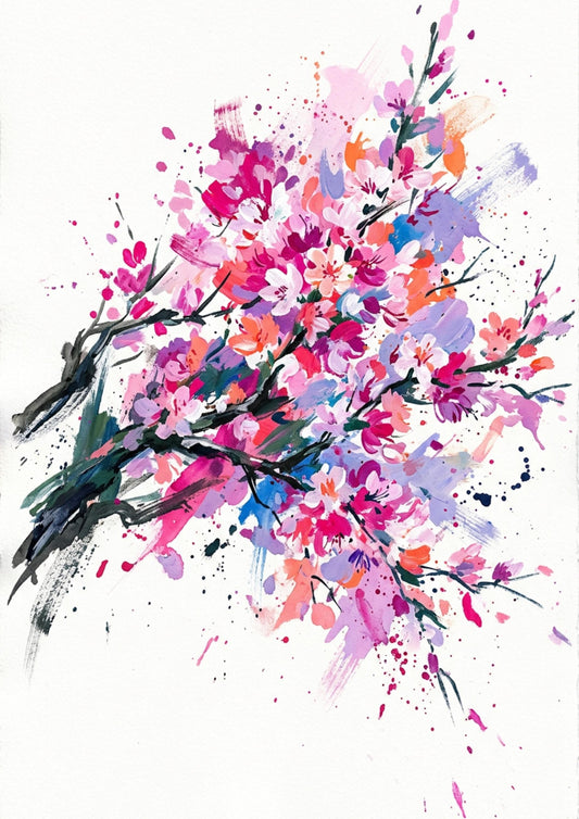 Cherry Blossom – Modern Coloursplash Floral Art Print