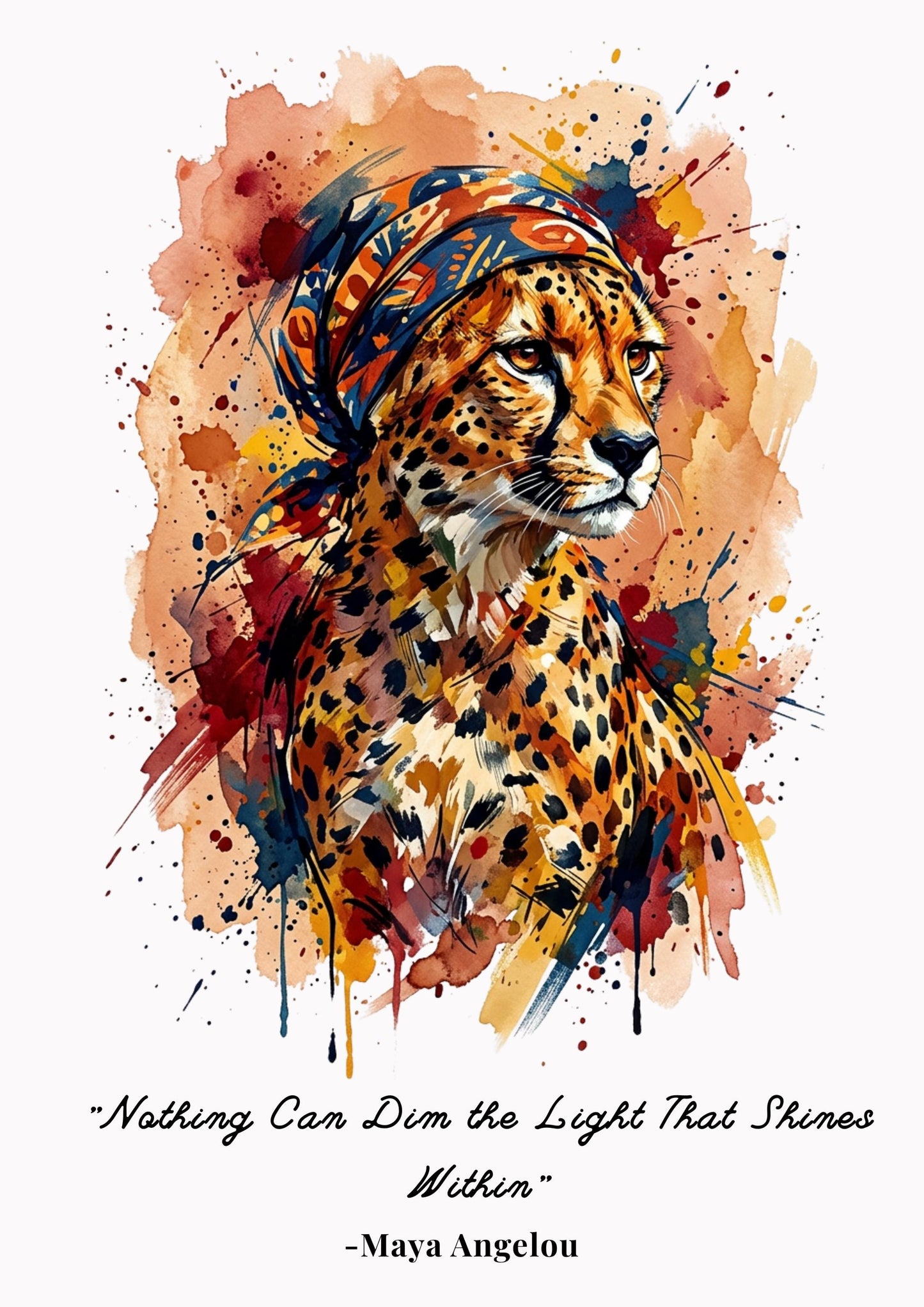 Cheetah Coloursplash Quote Print – Modern Inspirational Wall Art