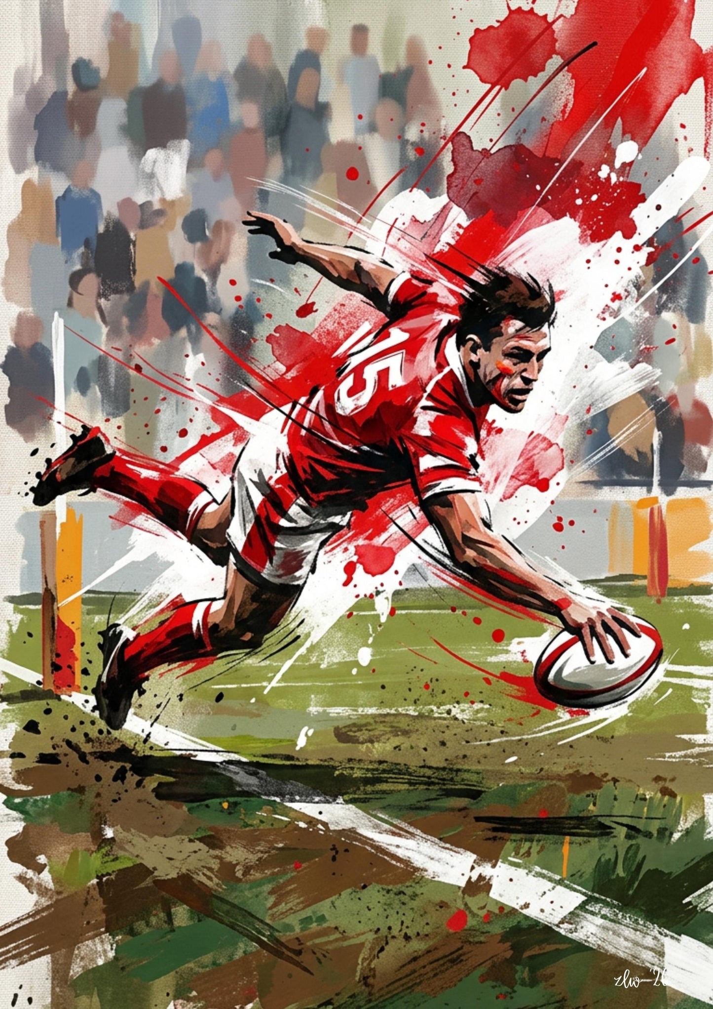 Rugby Try Art Print – Expressive Sports Wall Art