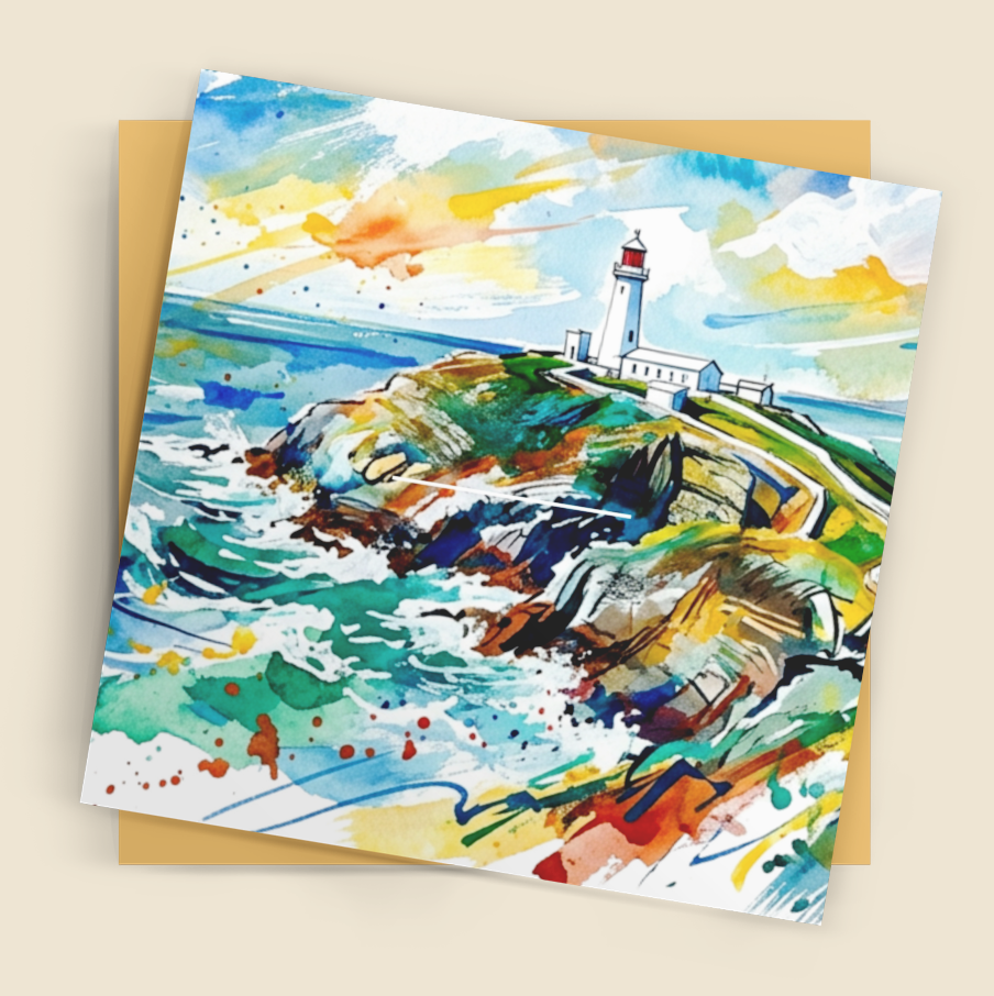 Lighthouse Scene – Fine Art Greeting Card (6×6) - Bella Leaf StudioPremium Art Prints