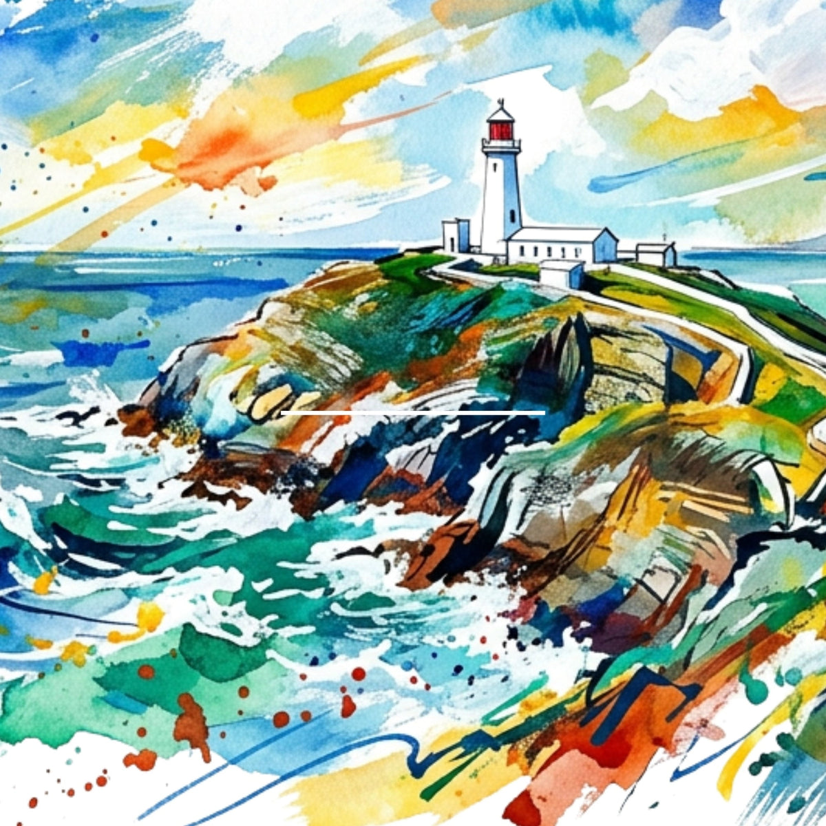 Lighthouse Scene – Fine Art Greeting Card (6×6) - Bella Leaf StudioPremium Art Prints