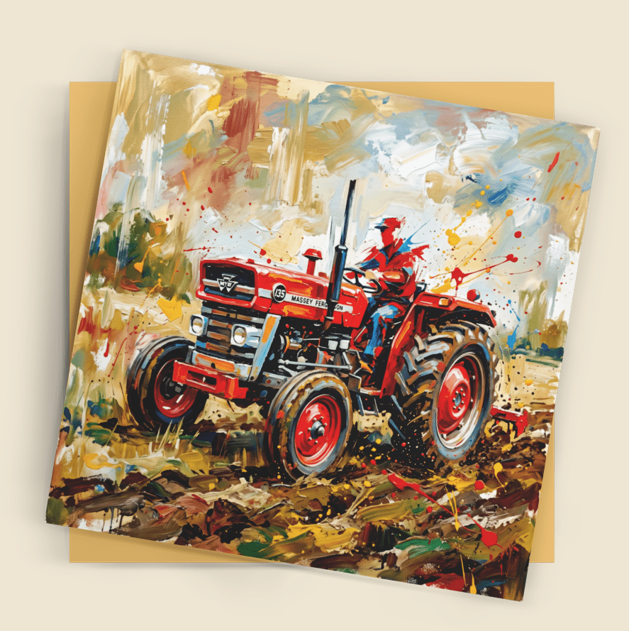 Massey Ferguson Tractor – Fine Art Greeting Card - Bella Leaf StudioPremium Art Prints