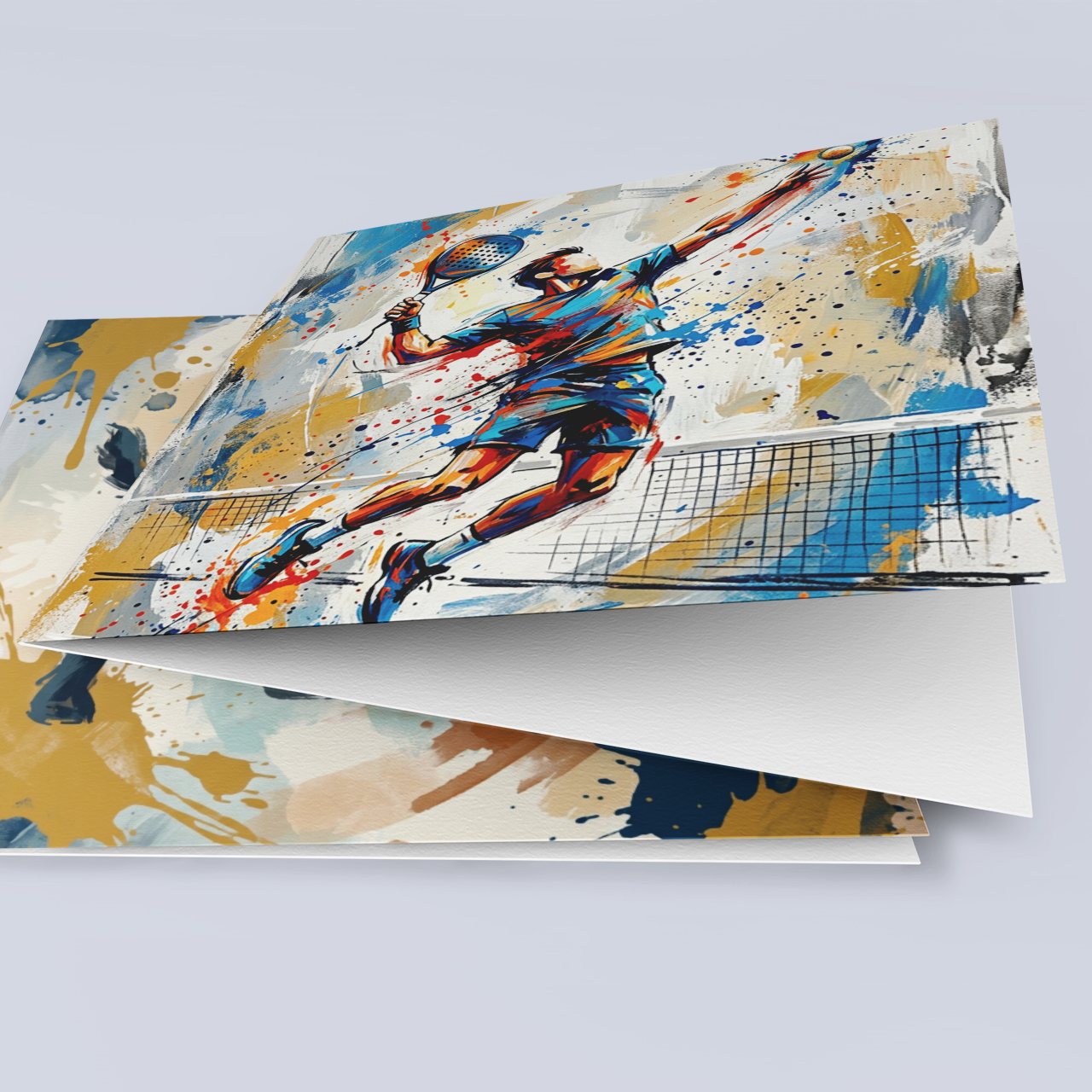 Padel Player – Expressive Fine Art Sports Greeting Card (6×6)