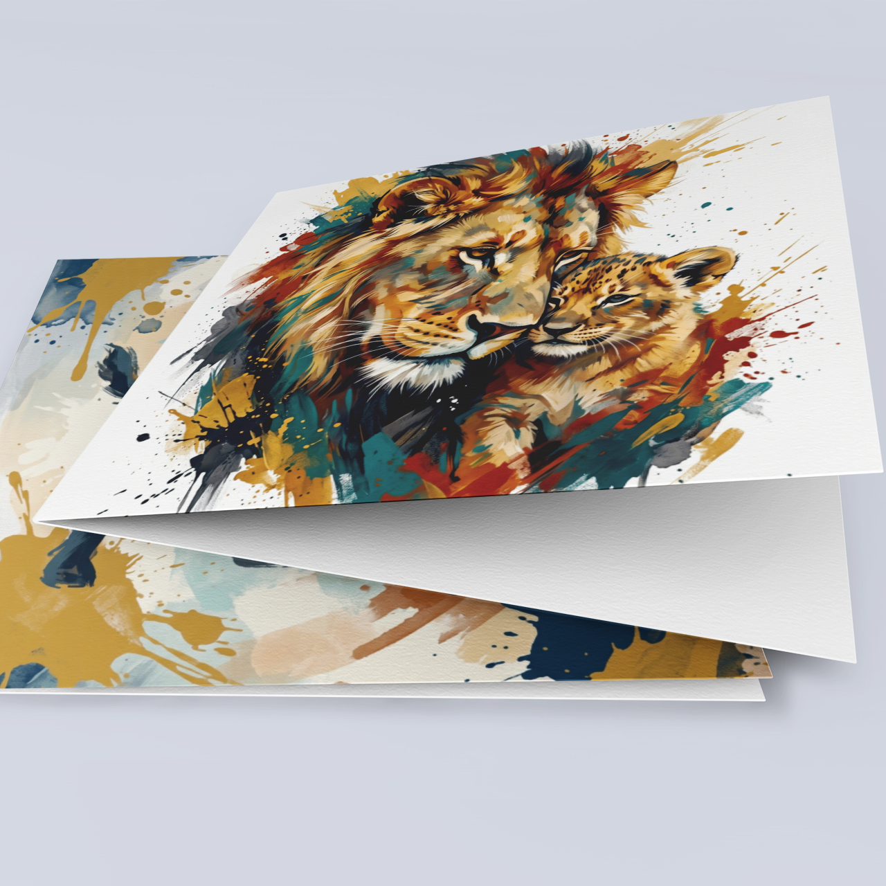 Lion & Cub – Fine Art Greeting Card (6×6)