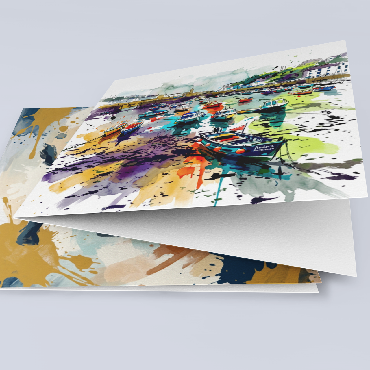 Porthleven Harbour – Fine Art Greeting Card (6×6)