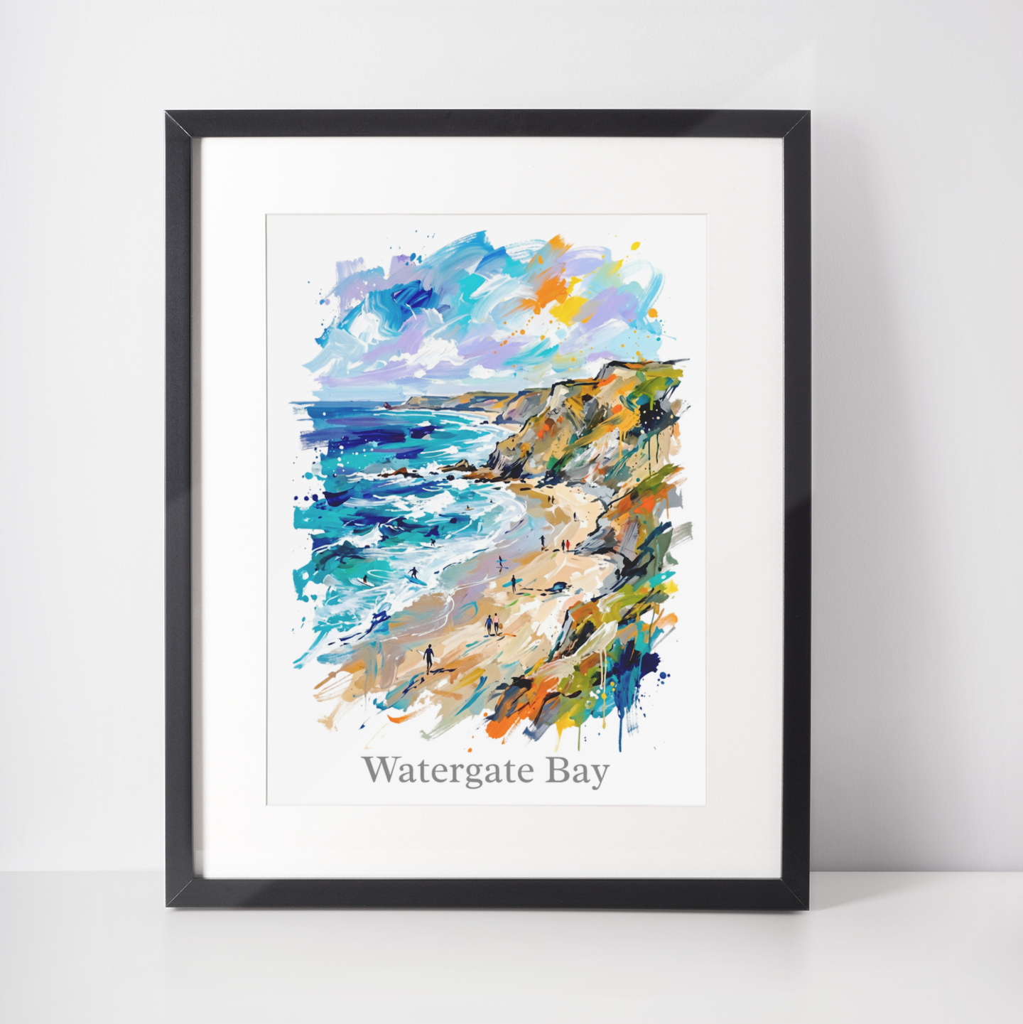Watergate Bay Coloursplash Travel Print – Modern Cornwall Wall Art