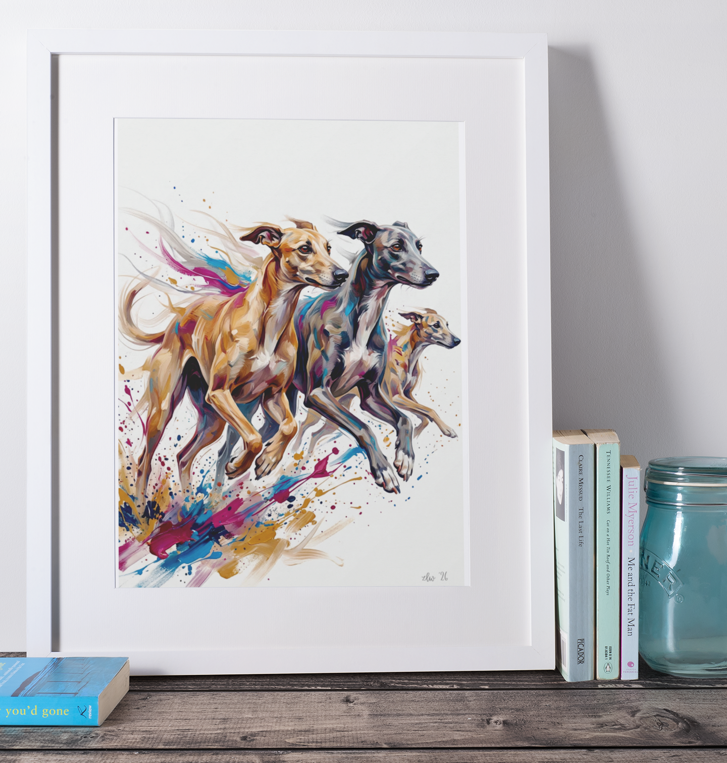 Greyhounds Modern Dog Illustration  – Expressive Wall Art