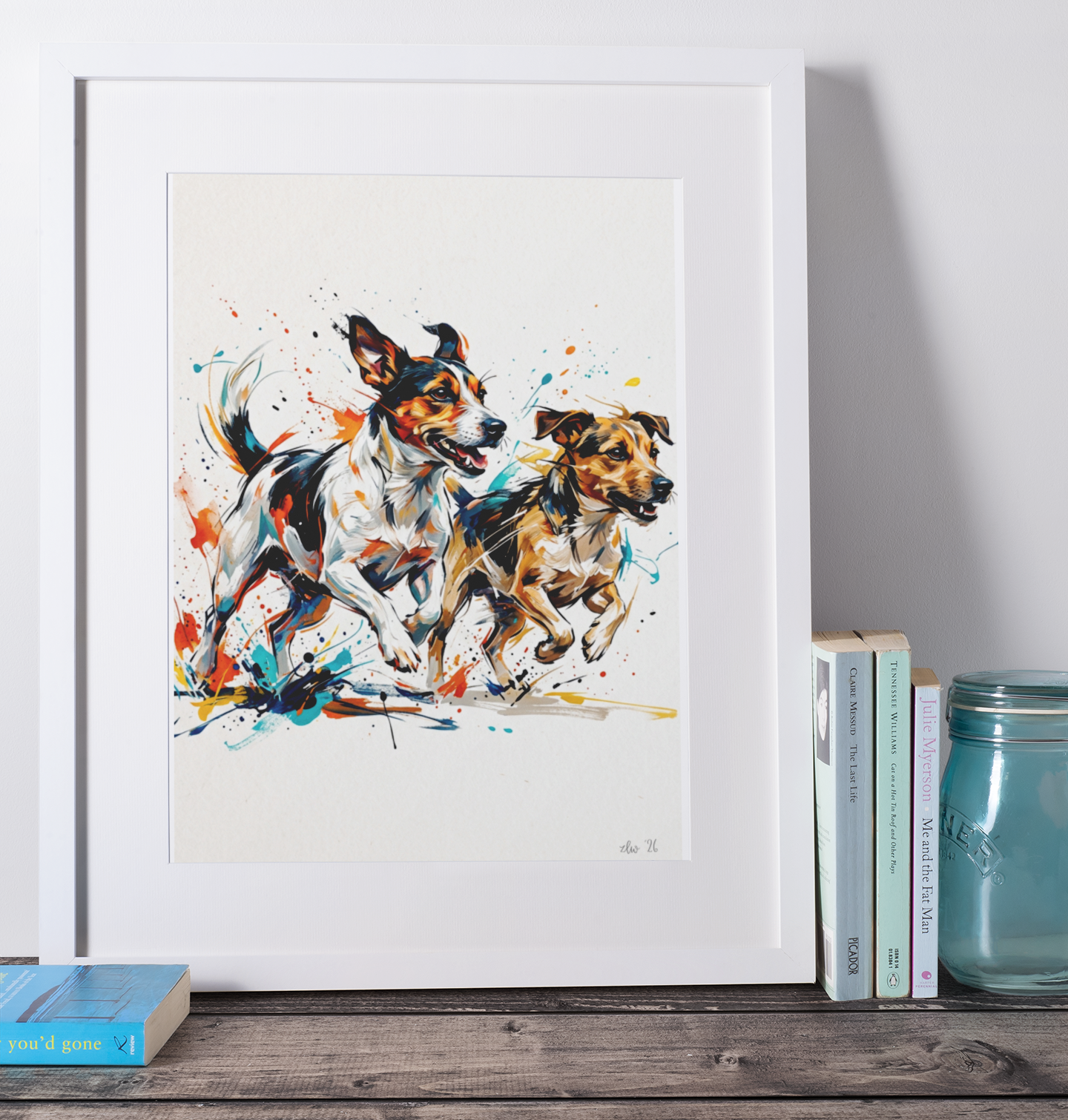 Running Terrier Artwork  – Expressive Wall Art