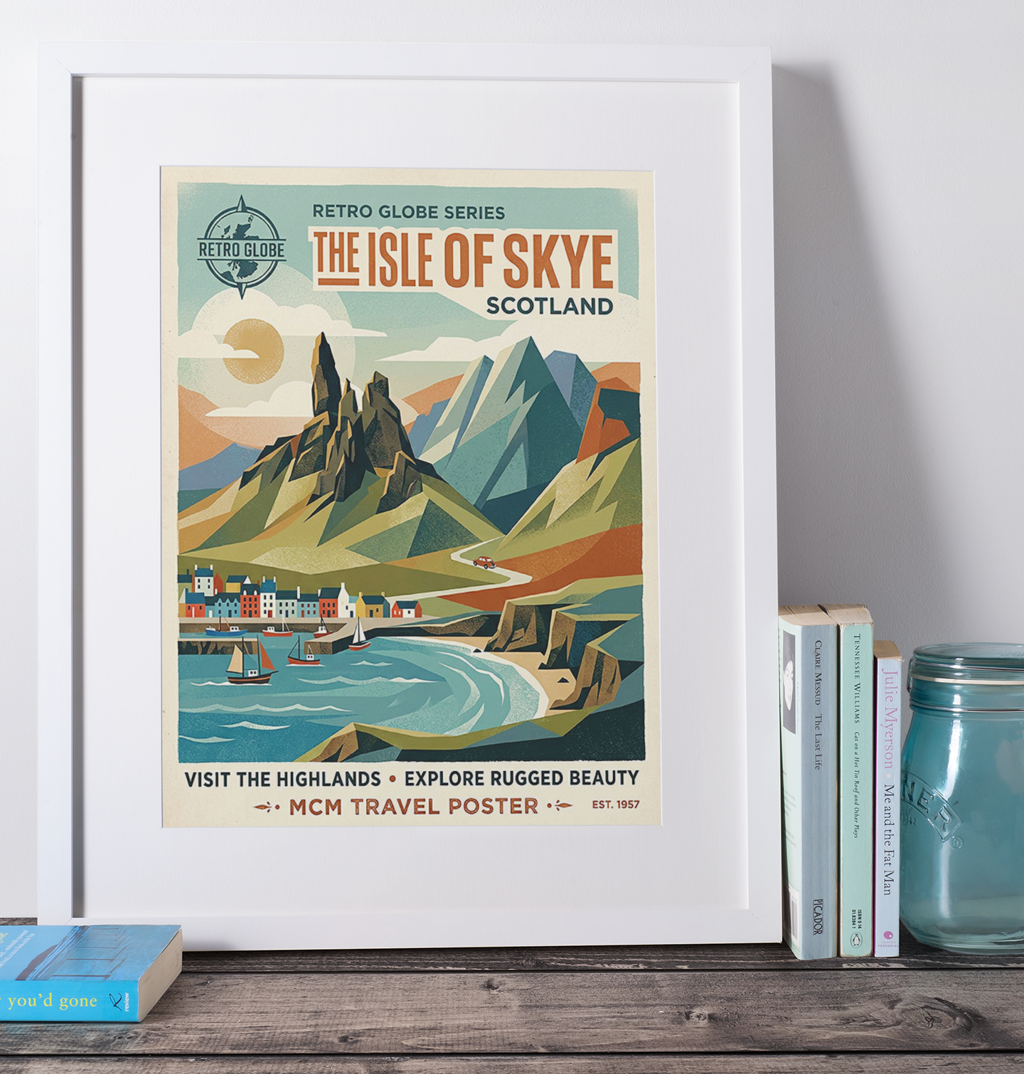 Isle of Skye Retro Travel Print – Mid‑Century Scottish Highlands Wall Art