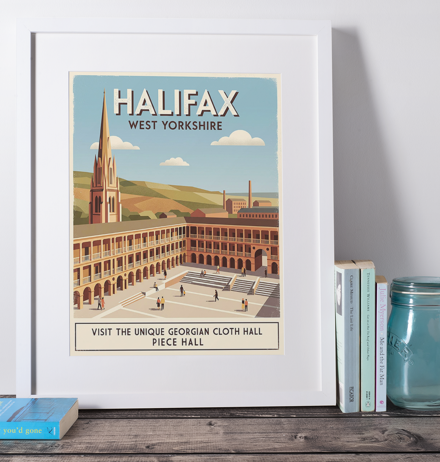 Halifax West Yorkshire Travel Poster – Vintage Piece Hall Wall Art