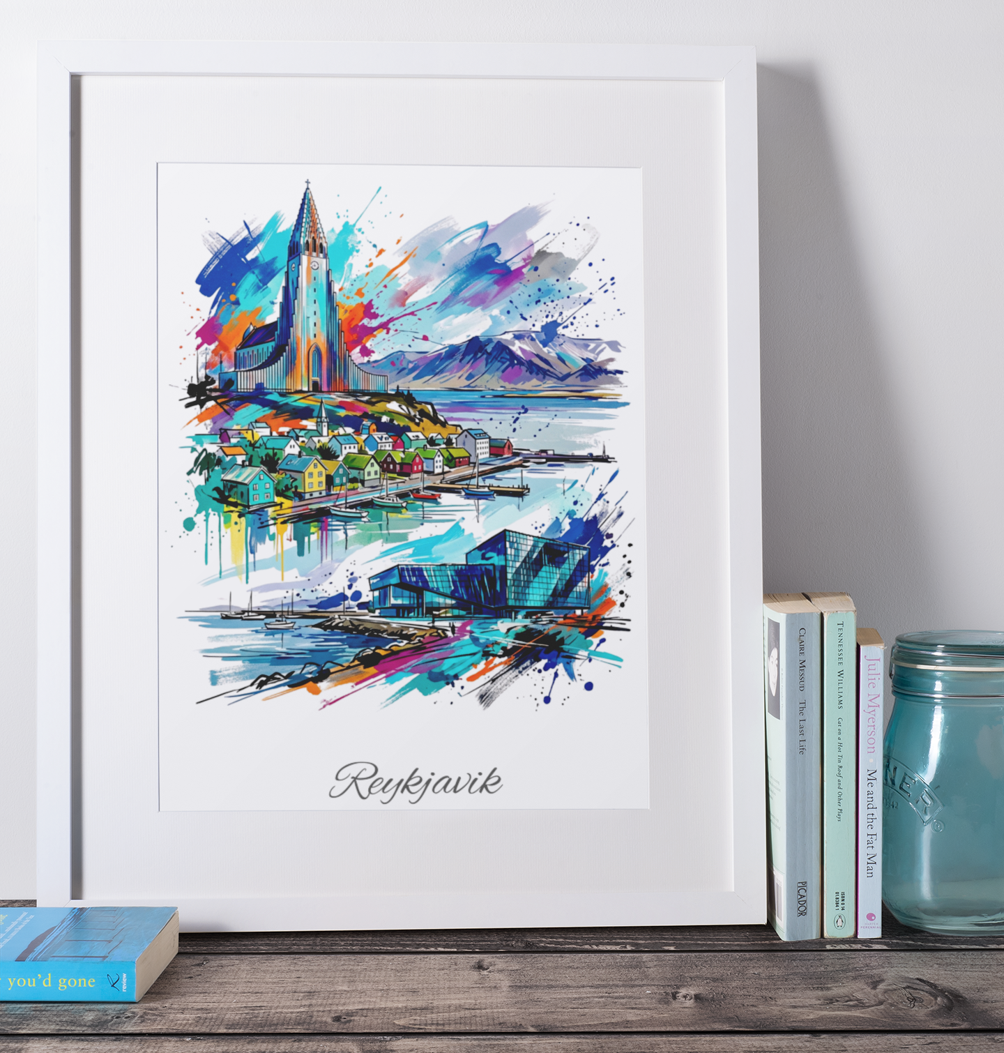 Reykjavik Coloursplash Travel Print – Modern Iceland Wall Art