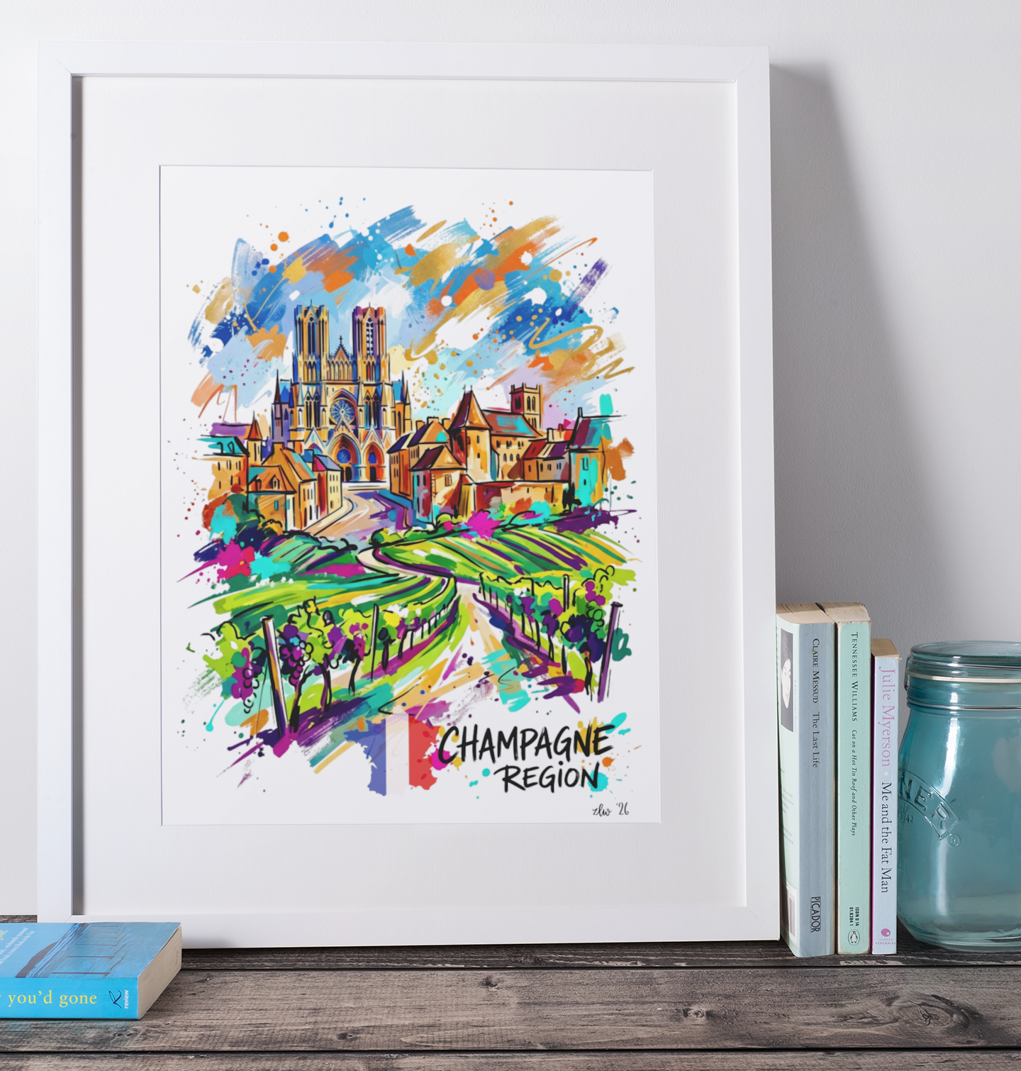Champagne Region Coloursplash Travel Print – Modern Landscape Wall Art