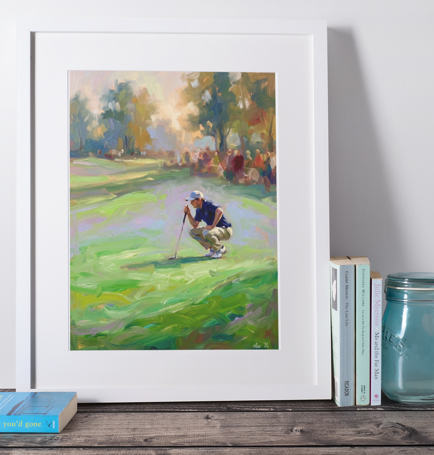 Golfer Lining Up the Putt – Abstract Tournament Print