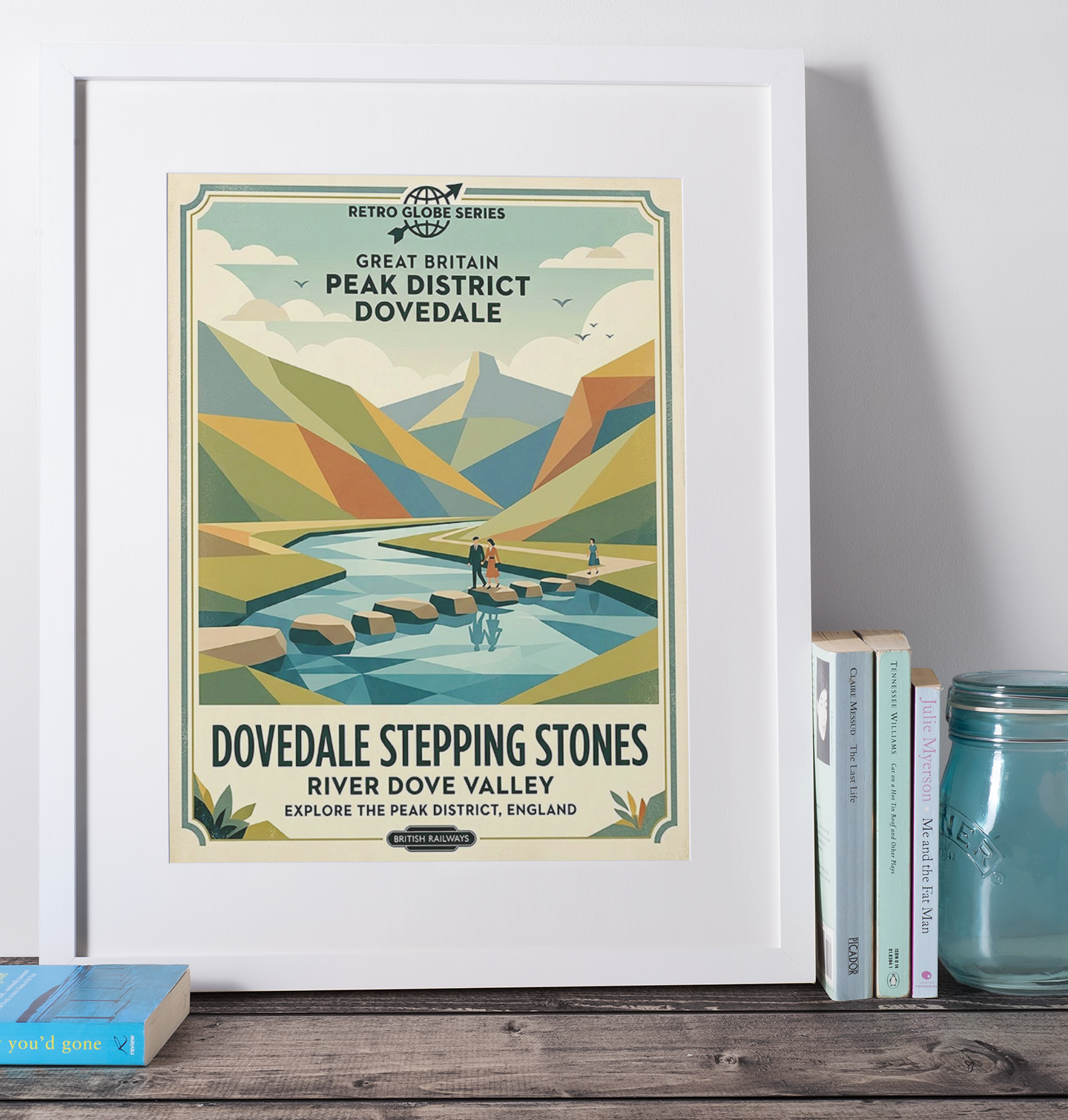Dovedale Retro Travel Print – Mid‑Century Peak District Wall Art