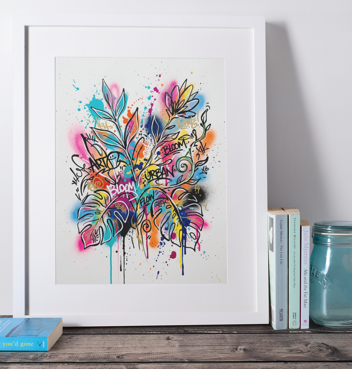 Botanical Art Print – Expressive Botanical Graffiti‑Style Wall Art