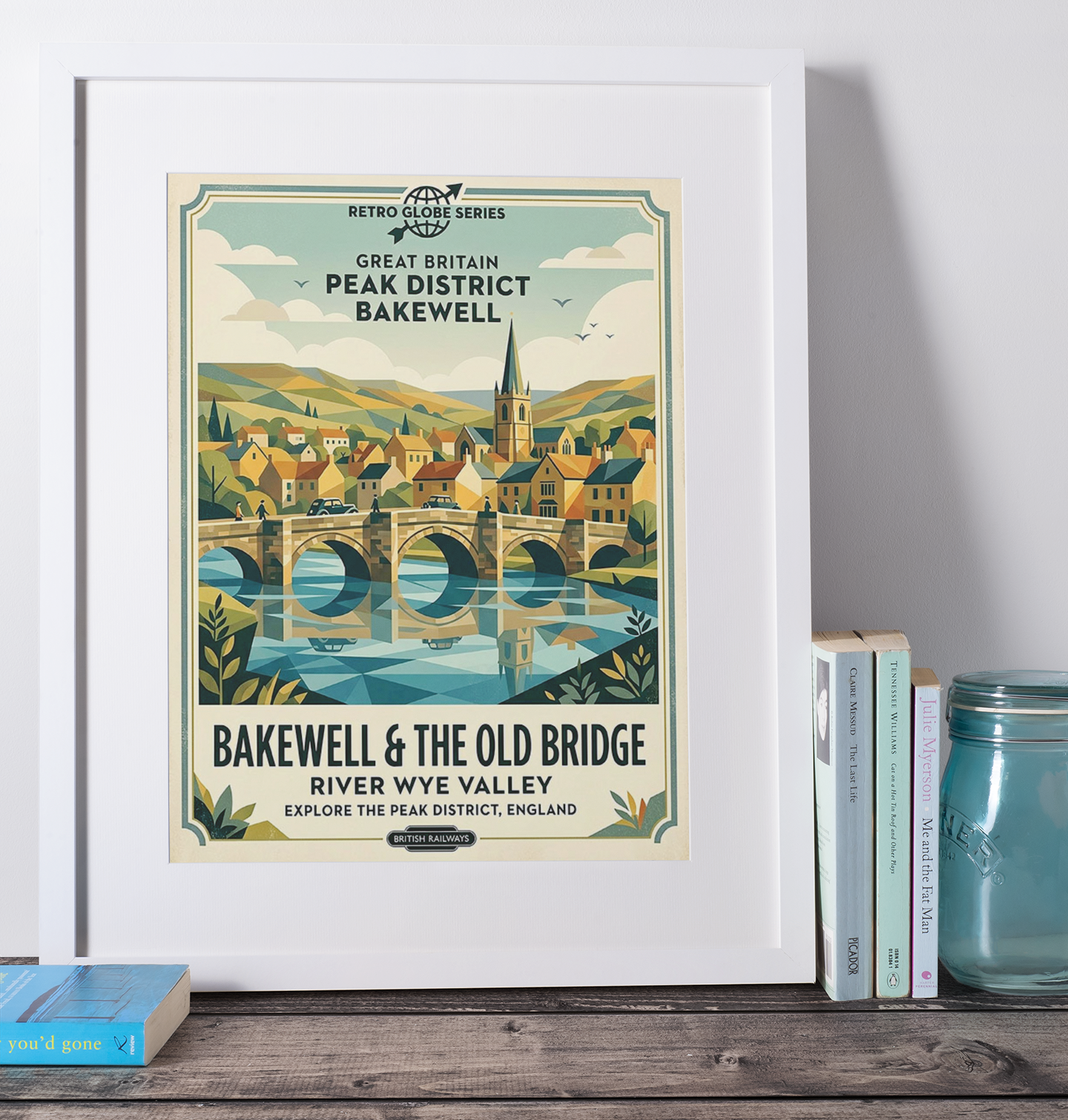 Bakewell Retro Travel Print – Mid‑Century Peak District Wall Art
