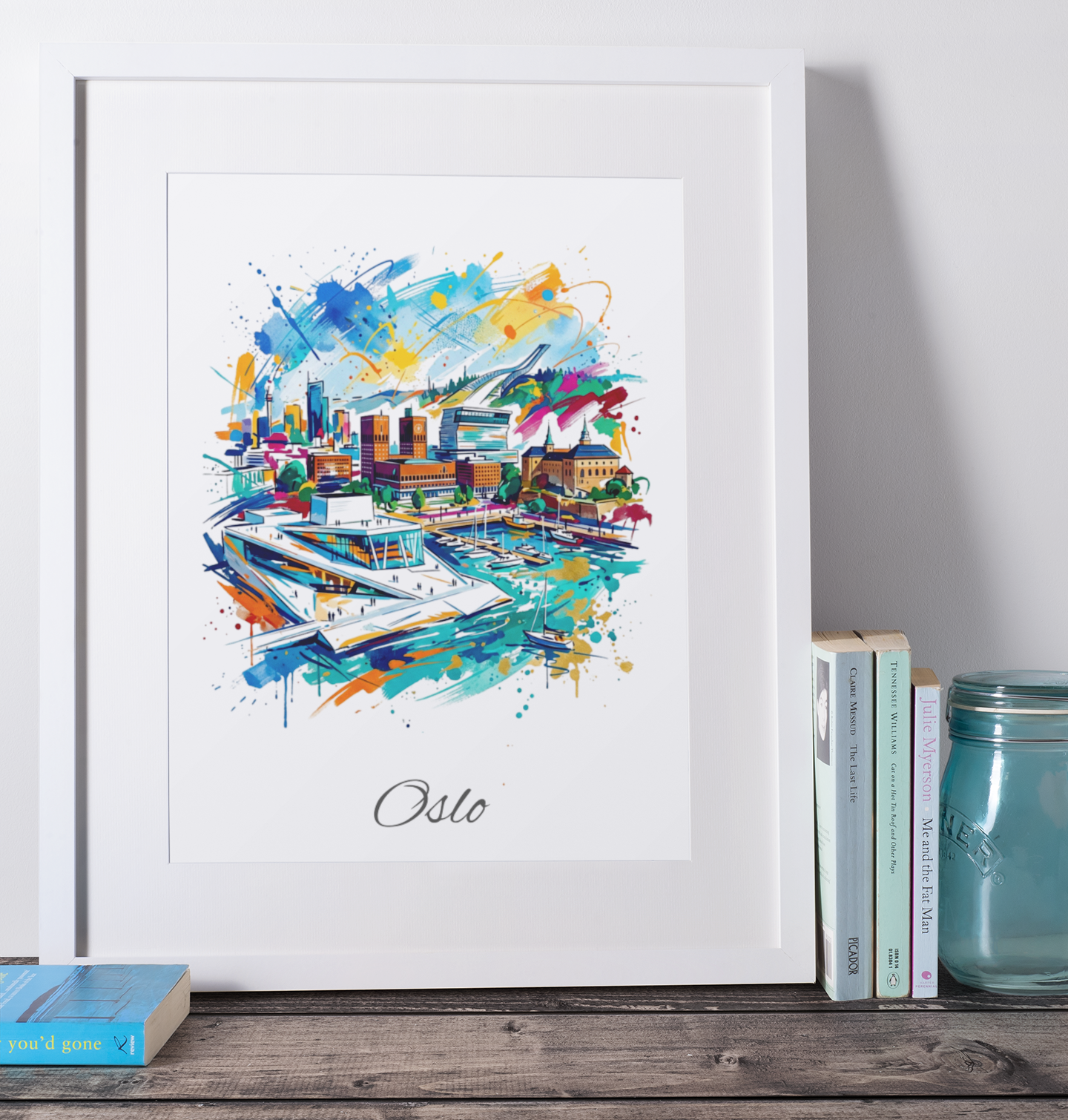 Oslo Coloursplash Travel Print – Modern Norway Wall Art