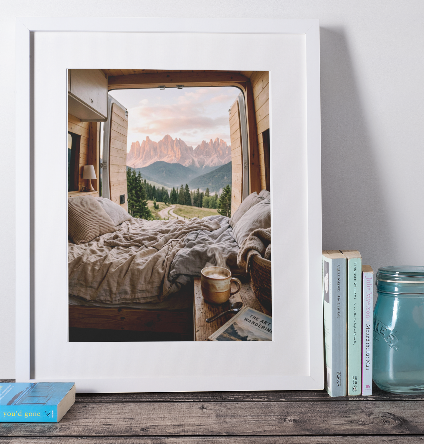 Van Life Mountain View – Cozy Travel Interior Print