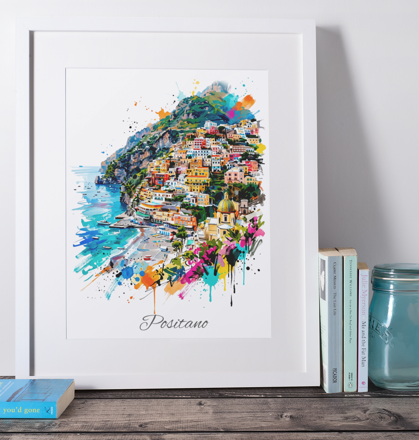 Positano Coloursplash Travel Print – Modern Amalfi Coast Wall Art