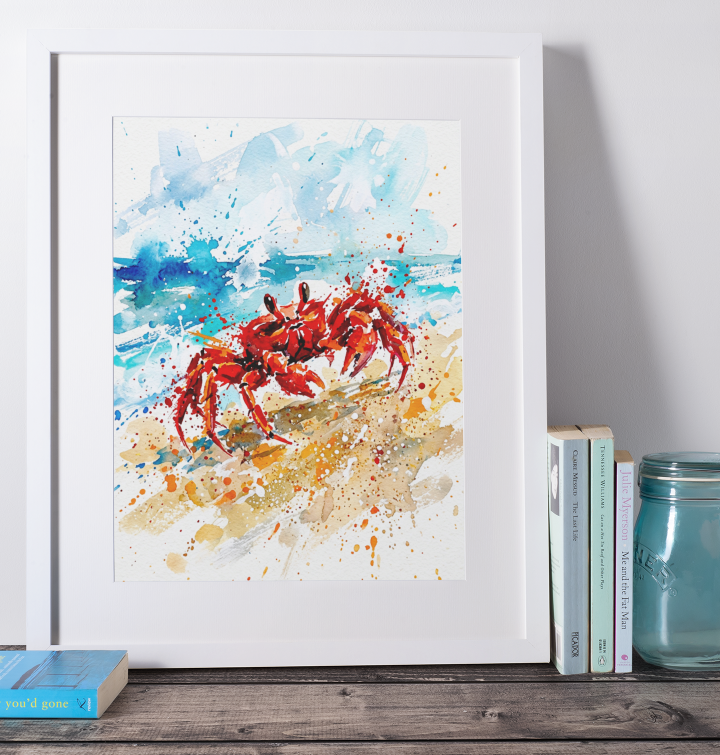 Red Crab Coloursplash Coastal Print – Modern Nautical Wall Art