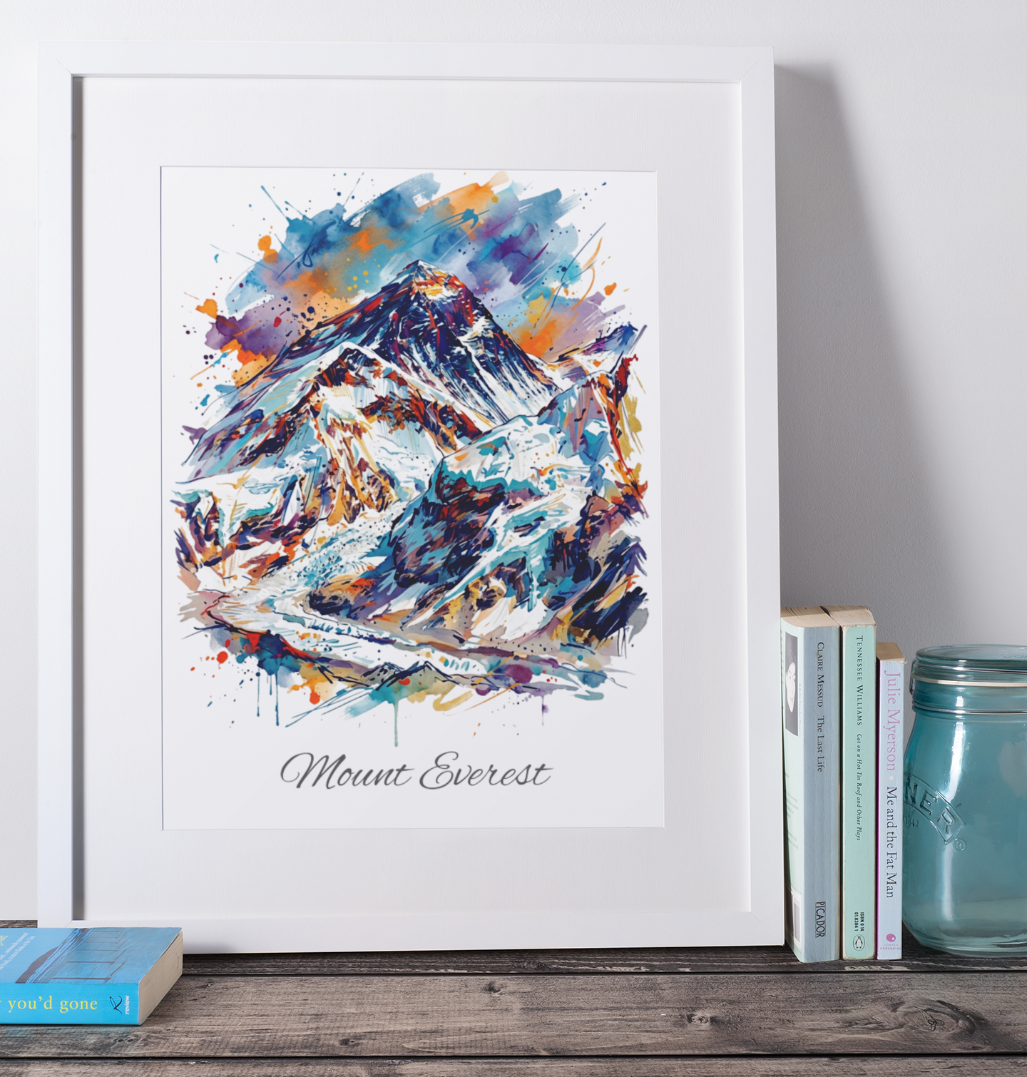 Mount Everest Coloursplash Travel Print – Modern Himalayas Wall Art