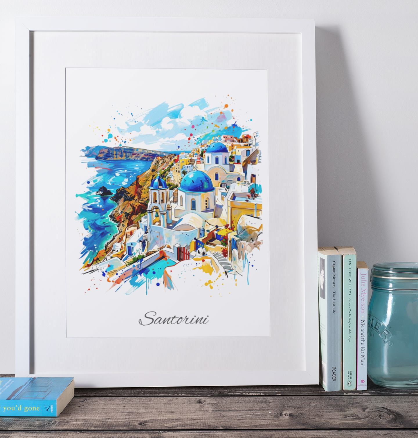 Santorini Coloursplash Travel Print – Modern Greece Wall Art