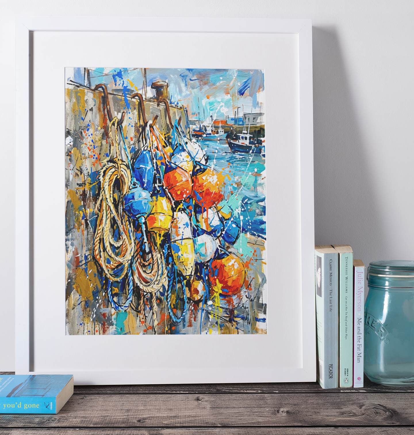 Fishing Buoys Harbour Coloursplash Coastal Print – Modern Nautical Wall Art