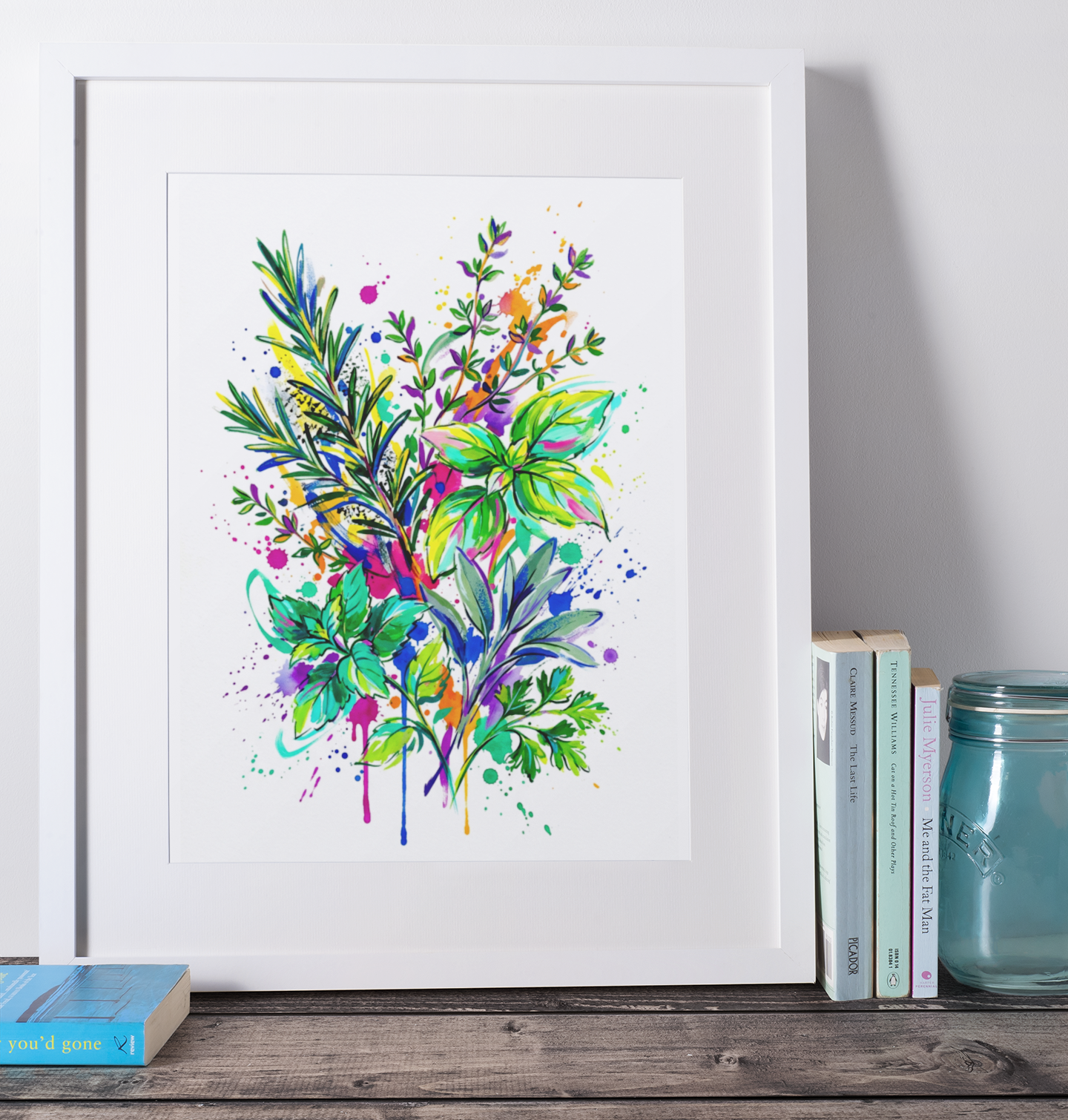 Kitchen Herbs – Modern Coloursplash Botanical Art Print