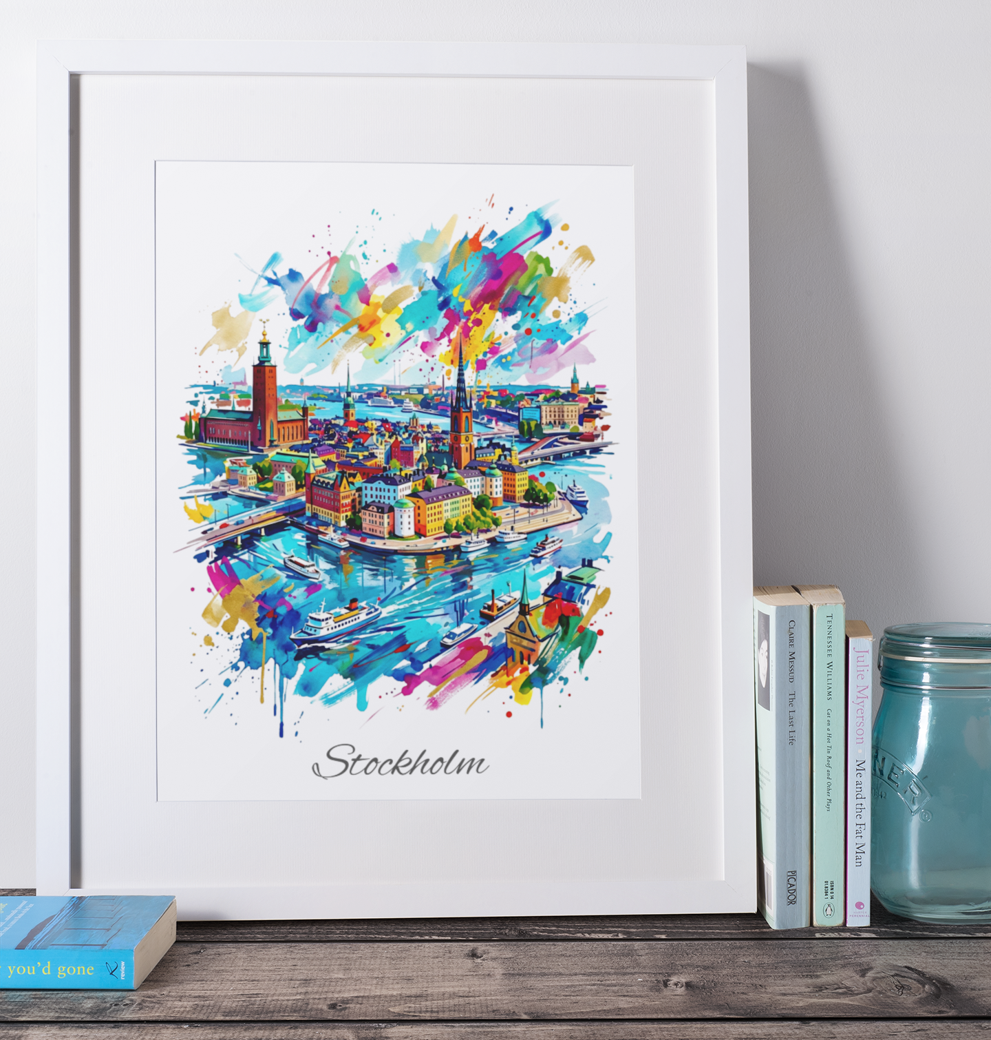 Stockholm Coloursplash Travel Print – Modern Sweden Wall Art