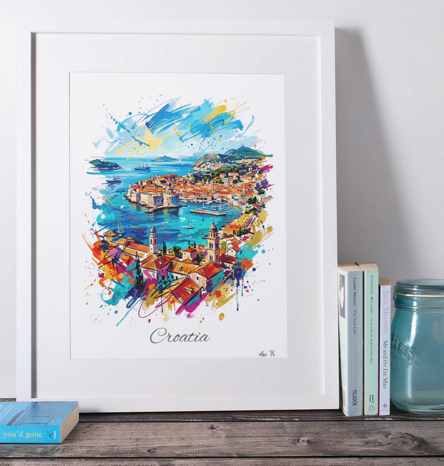 Croatia Coloursplash Travel Print – Modern Dubrovnik Wall Art