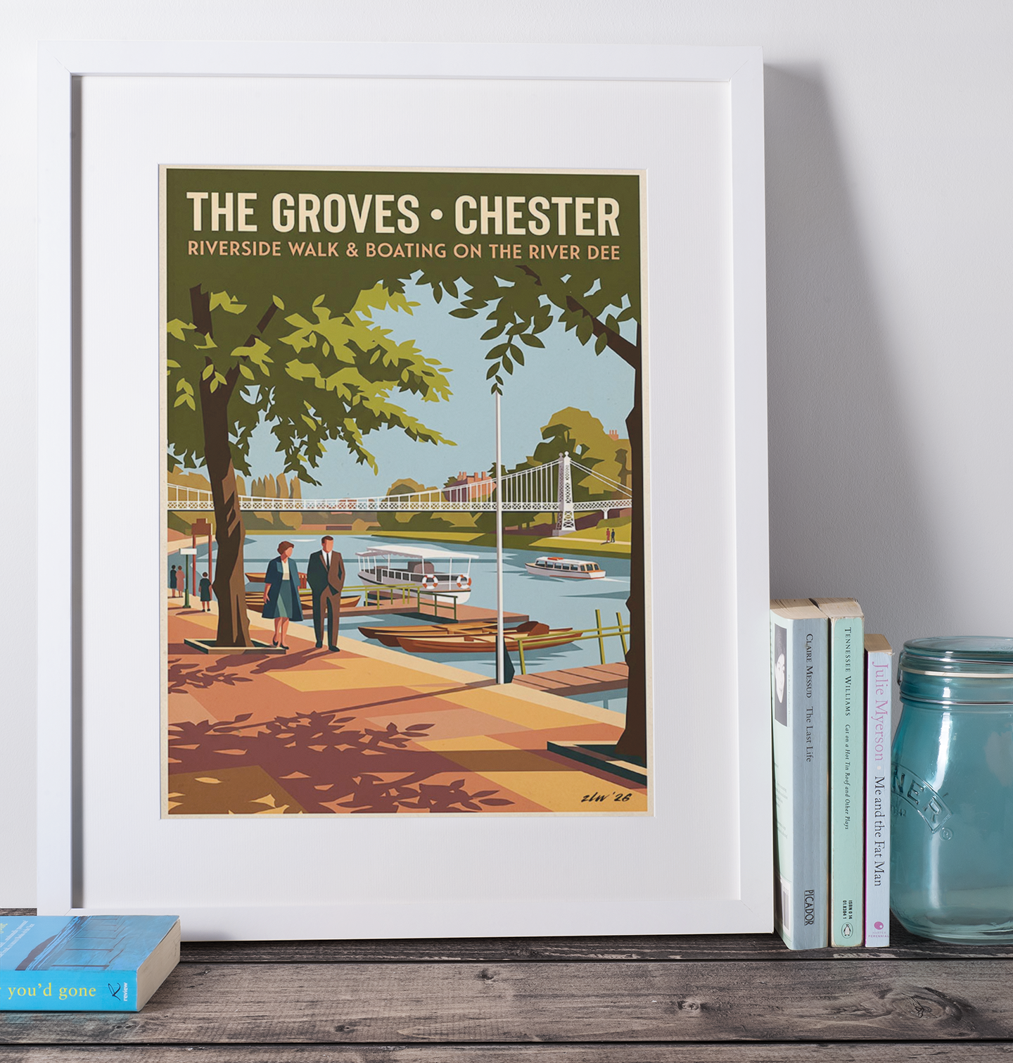 The Groves Chester Art Print – Vintage‑Style Riverside Travel Poster