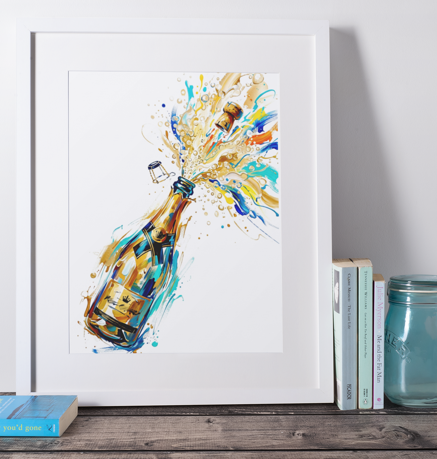 Champagne Bottle Pop – Celebration Coloursplash Art Print