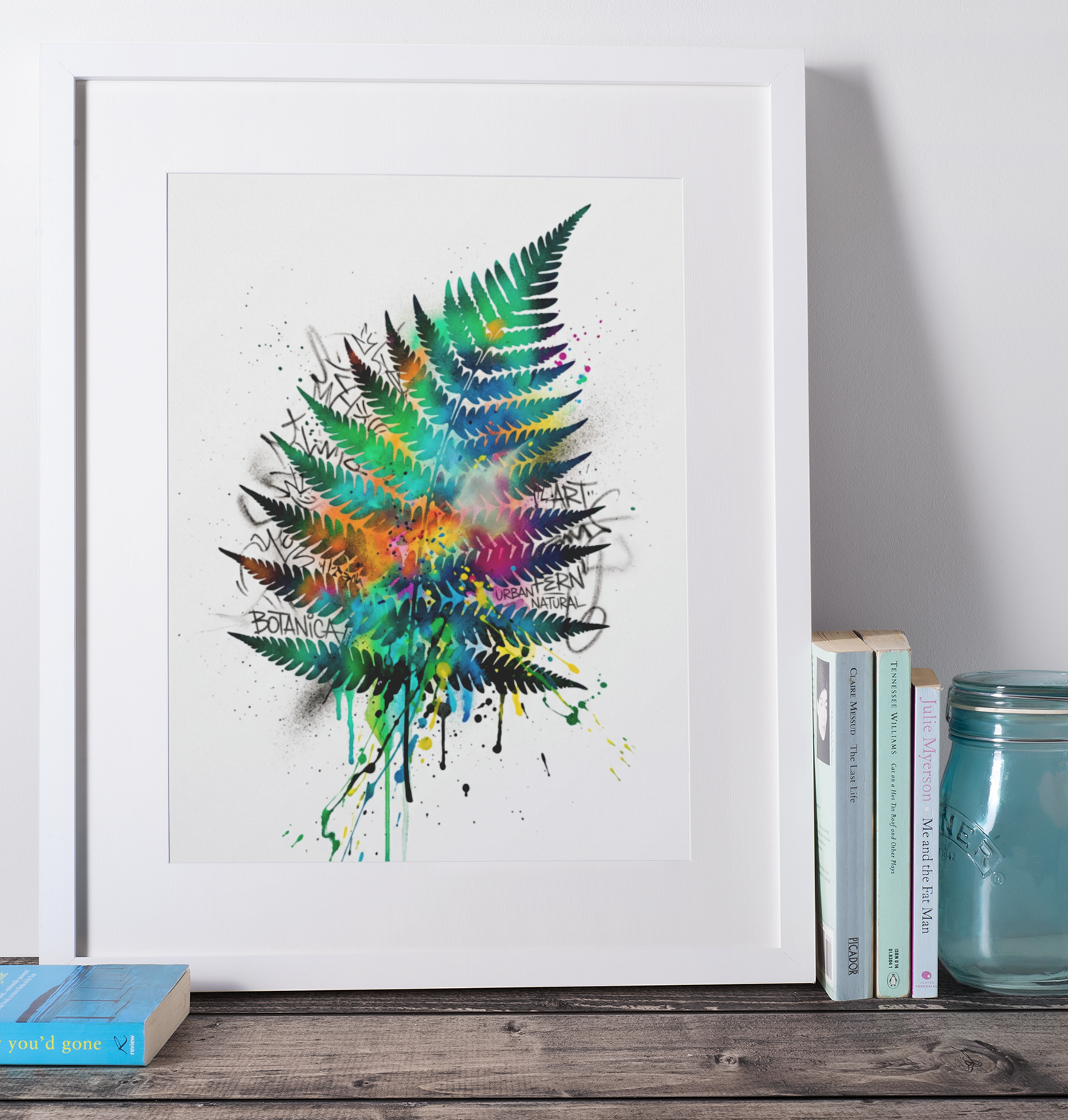 Fern Fine Art Print – Expressive Botanical Graffiti‑Style Wall Art