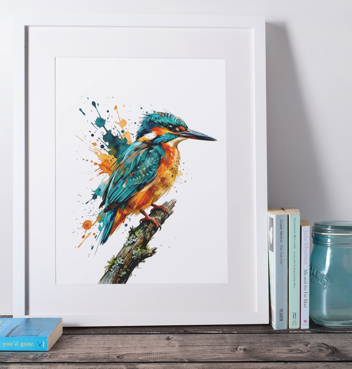 Expressive Coloursplash Kingfisher Print – Contemporary Wildlife Wall Art