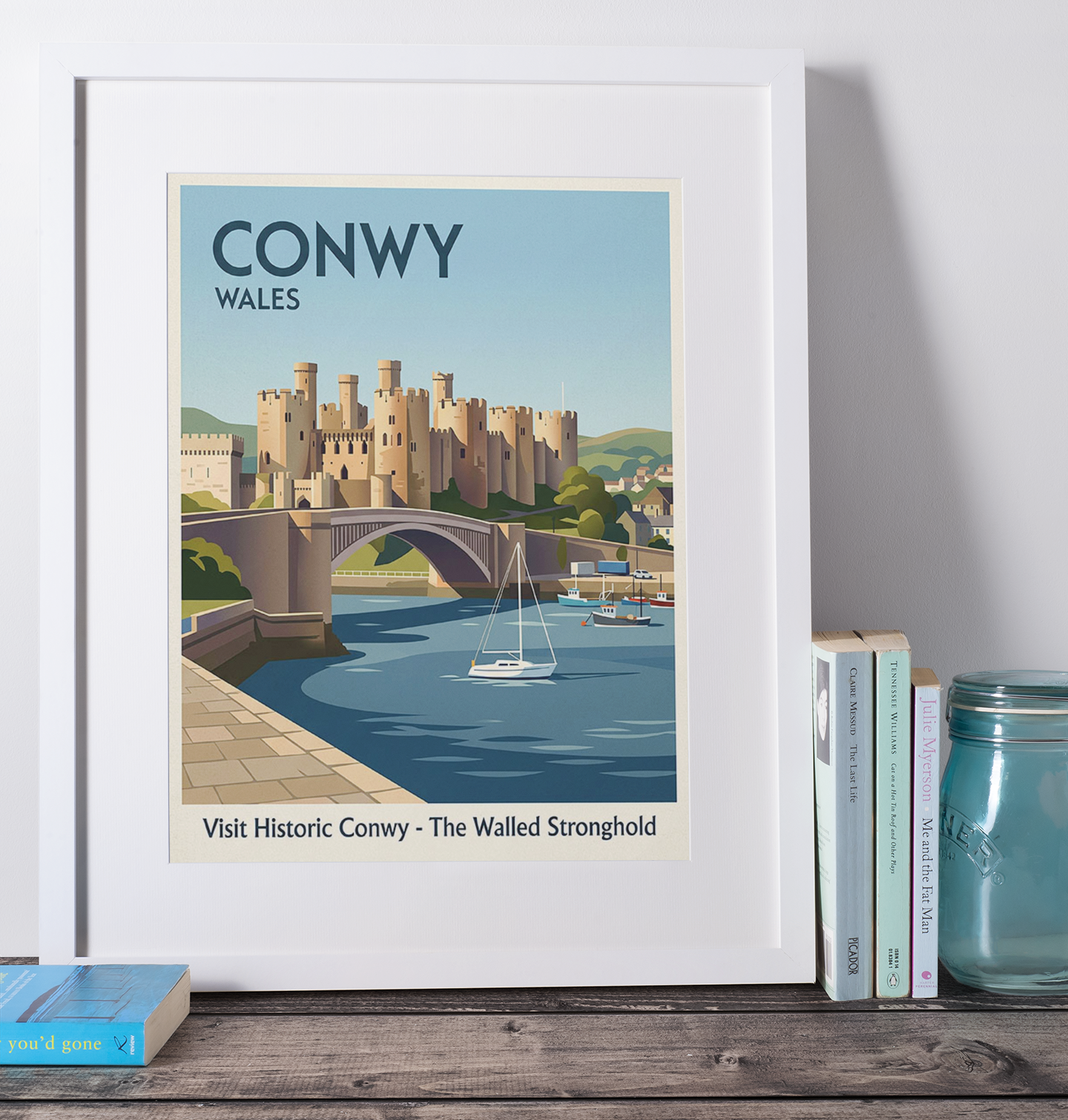 Conwy Castle Art Print – Vintage‑Style Travel Poster Illustration