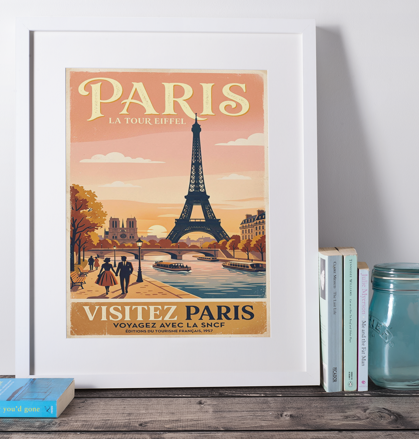 Vintage Paris Travel Poster – Eiffel Tower Retro Wall Art