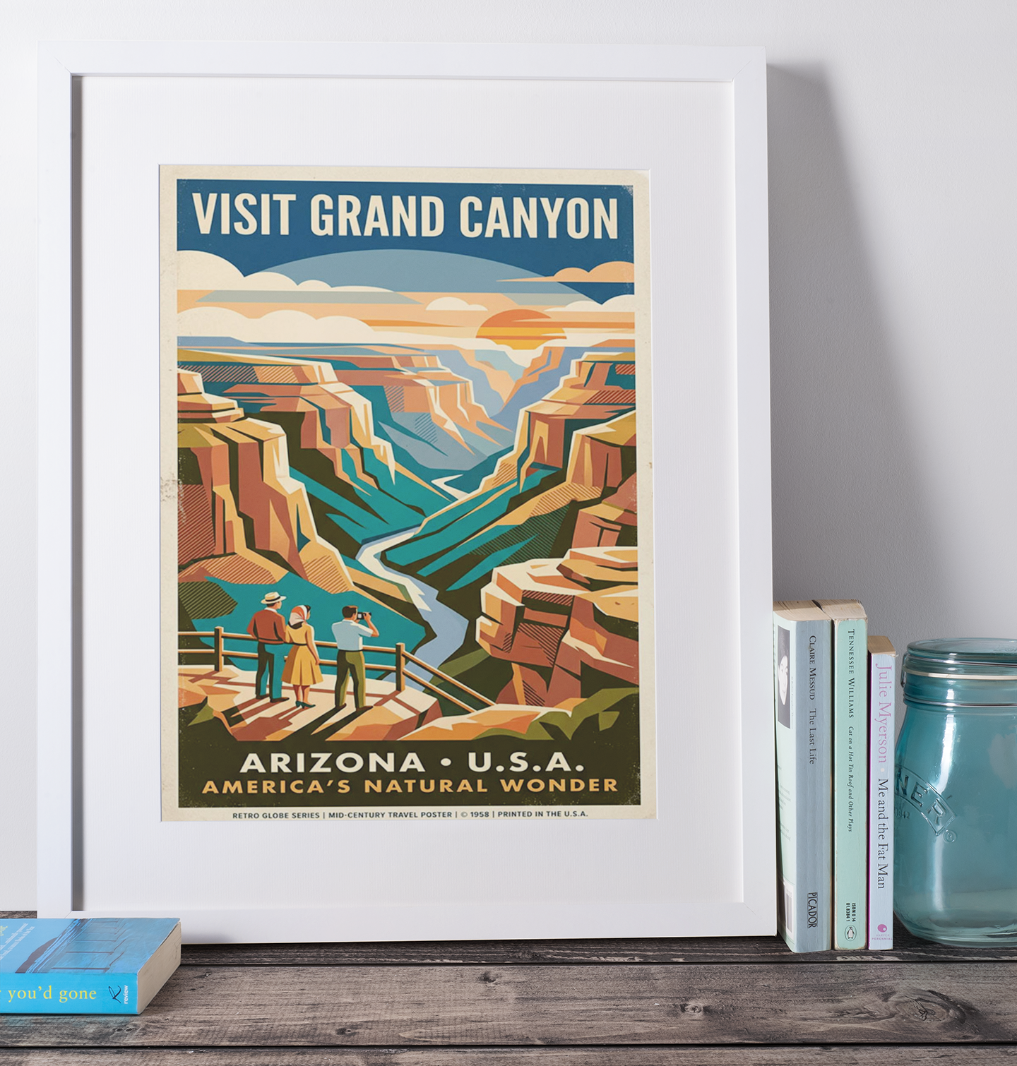 Grand Canyon Art Print – Retro Mid‑Century Travel Poster
