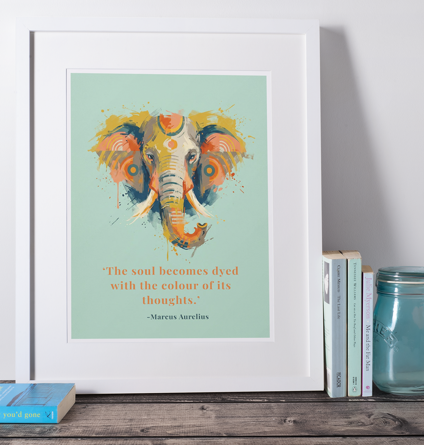 Elephant Coloursplash Quote Print – Modern Inspirational Wall Art