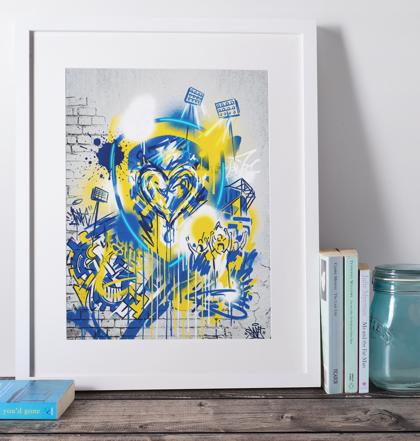 Elland Road Inspired Graffiti Heart Stadium Art Print – Leeds Football Wall Art