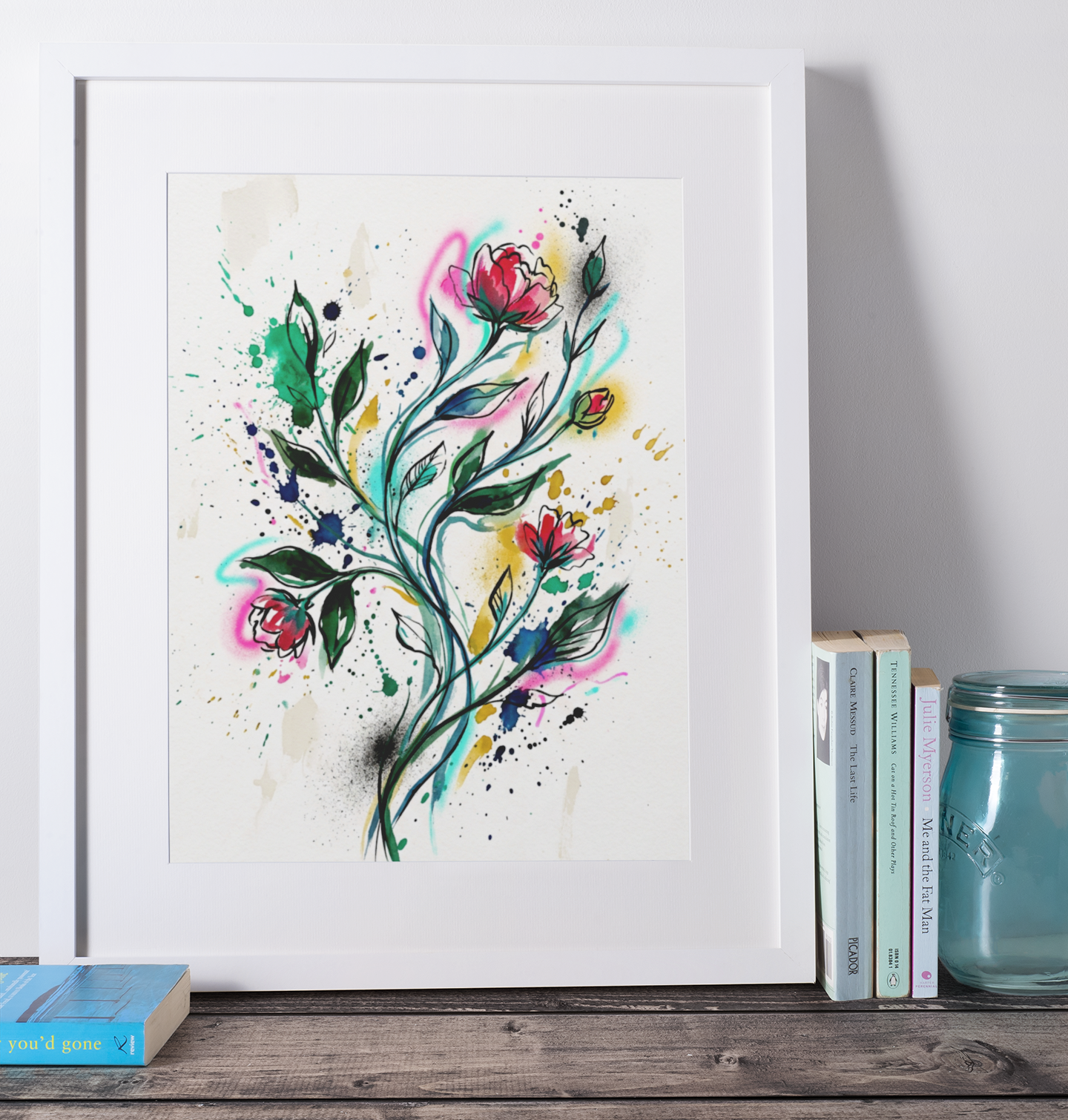 Botanical Coloursplash Art Print – Expressive Botanical Graffiti‑Style Wall Art
