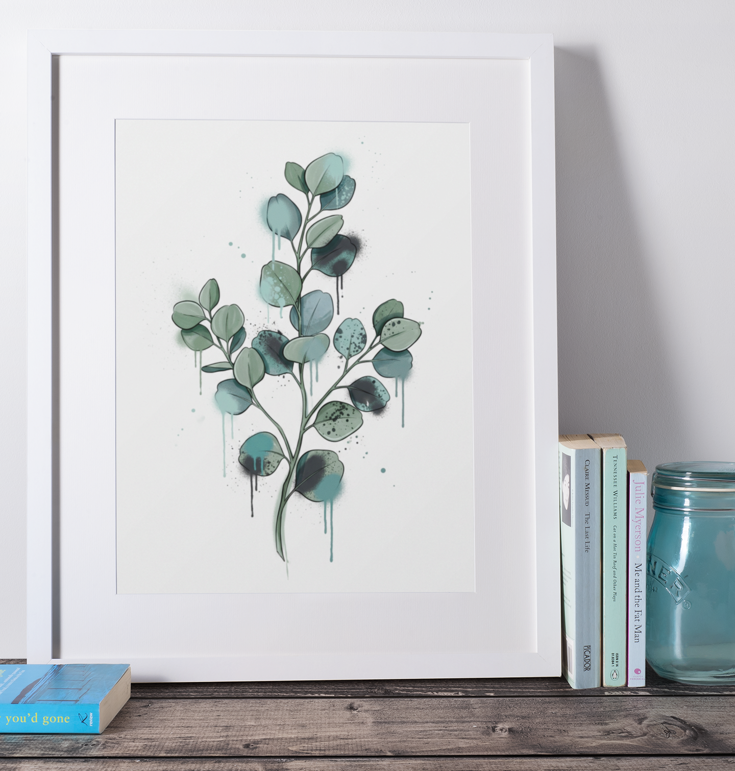 Abstract Botanical Leaves Art Print – Modern Watercolour Nature Artwork