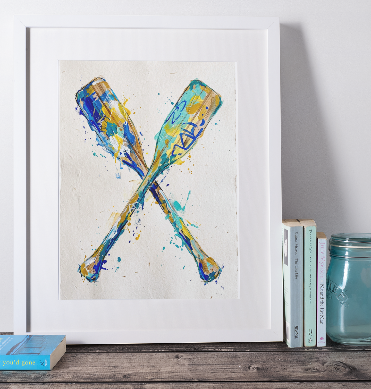 Crossed Oars – Abstract Coastal Coloursplash Print