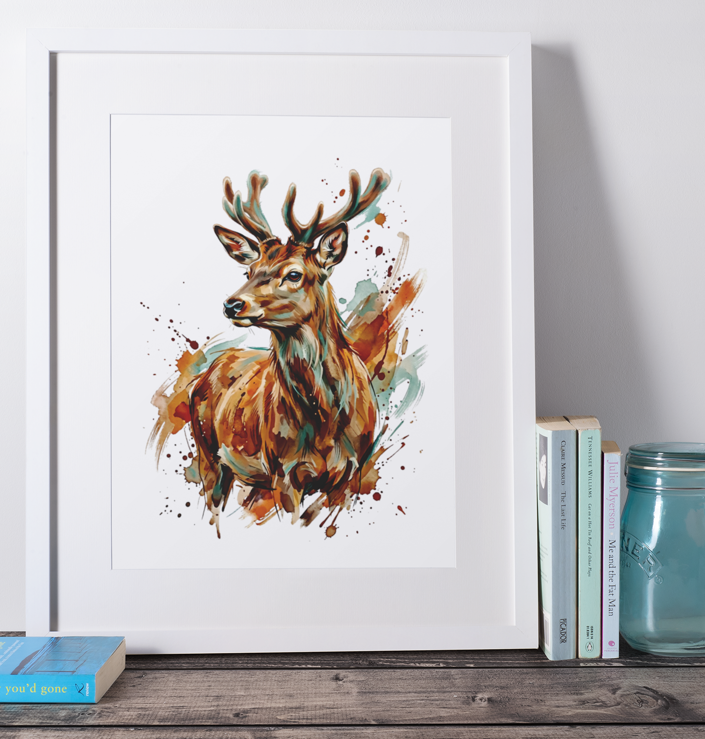 Expressive Watercolour Deer Print – Contemporary Wildlife Wall Art