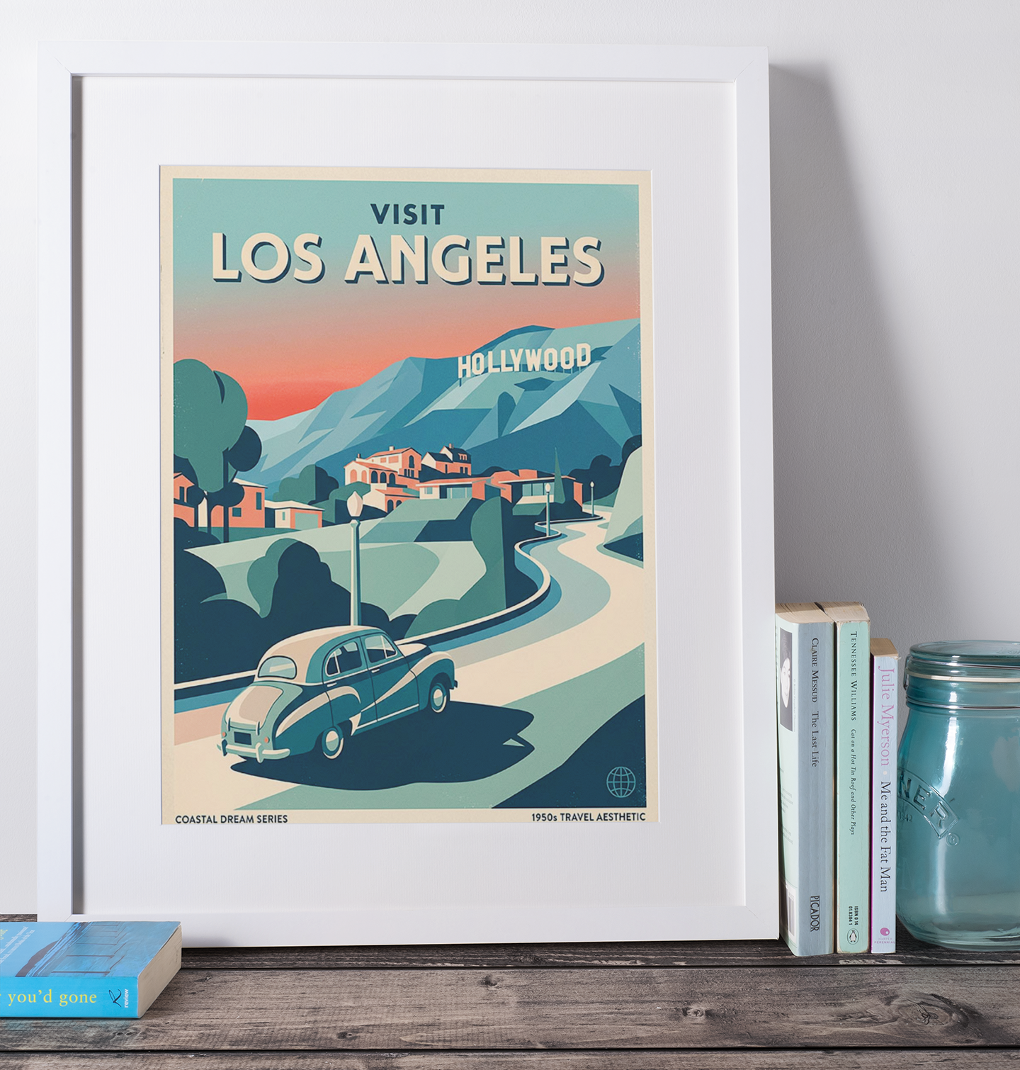 Los Angeles Retro Travel Print – Mid‑Century Hollywood Wall Art