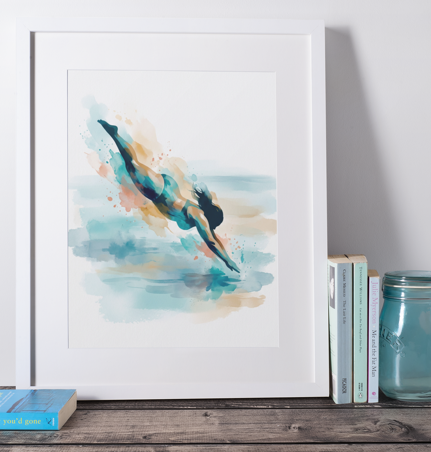 Open Water Swimmer – Abstract Motion Print