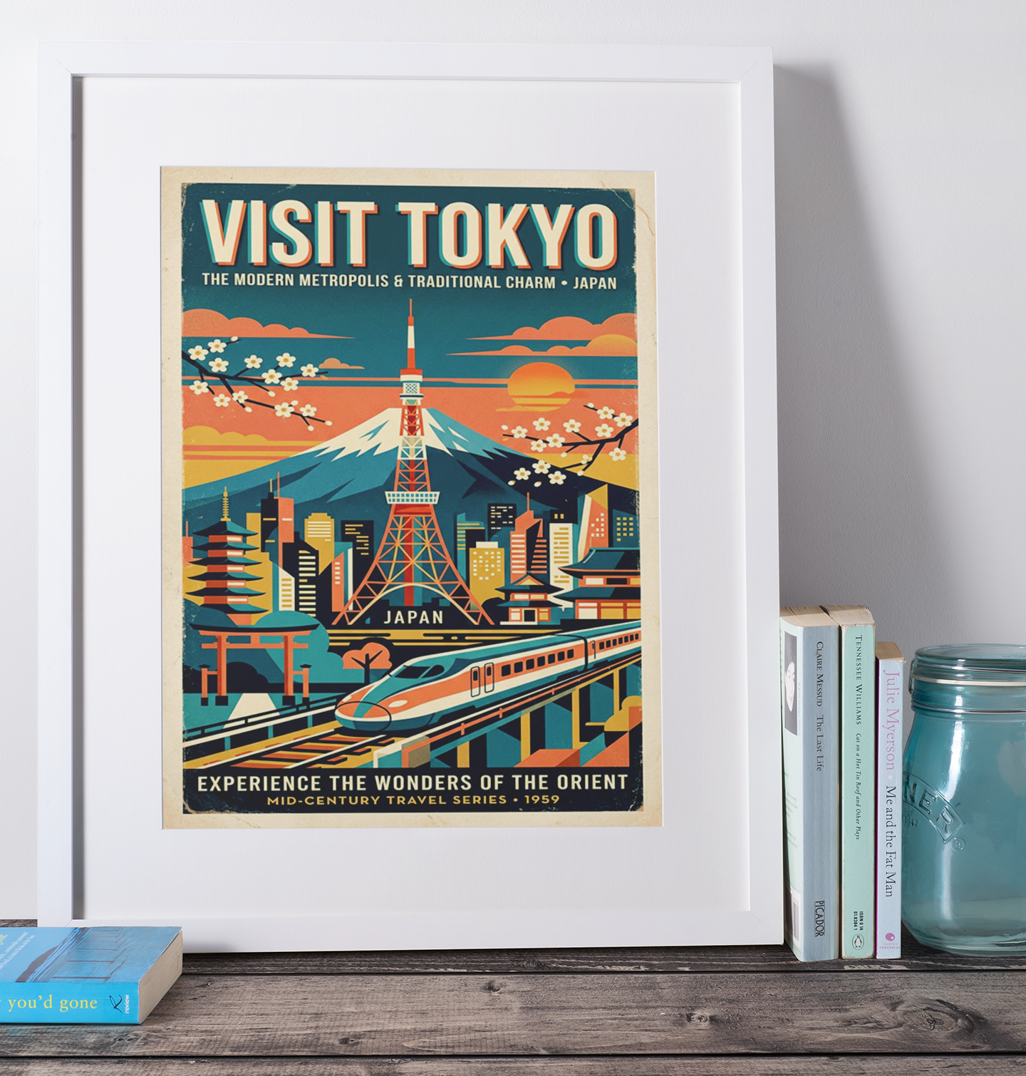 Tokyo Retro Travel Print – Mid‑Century Modern Japan Wall Art